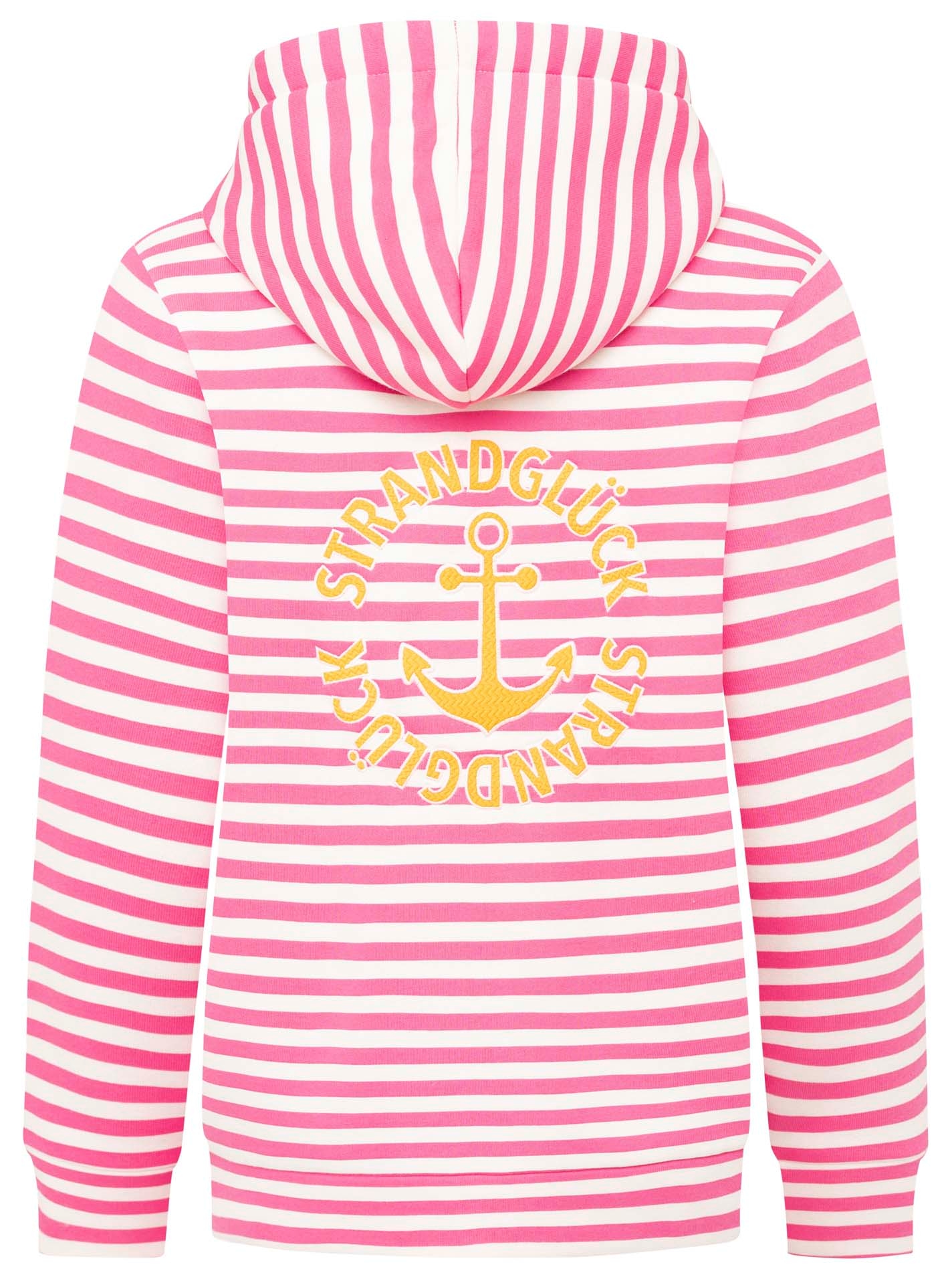 Zwillingsherz Kapuzensweatjacke »"Streifen Strandglück"«, gestreifte Hoodiejacke mit Strandglück Stickerei und Anker am Rücken