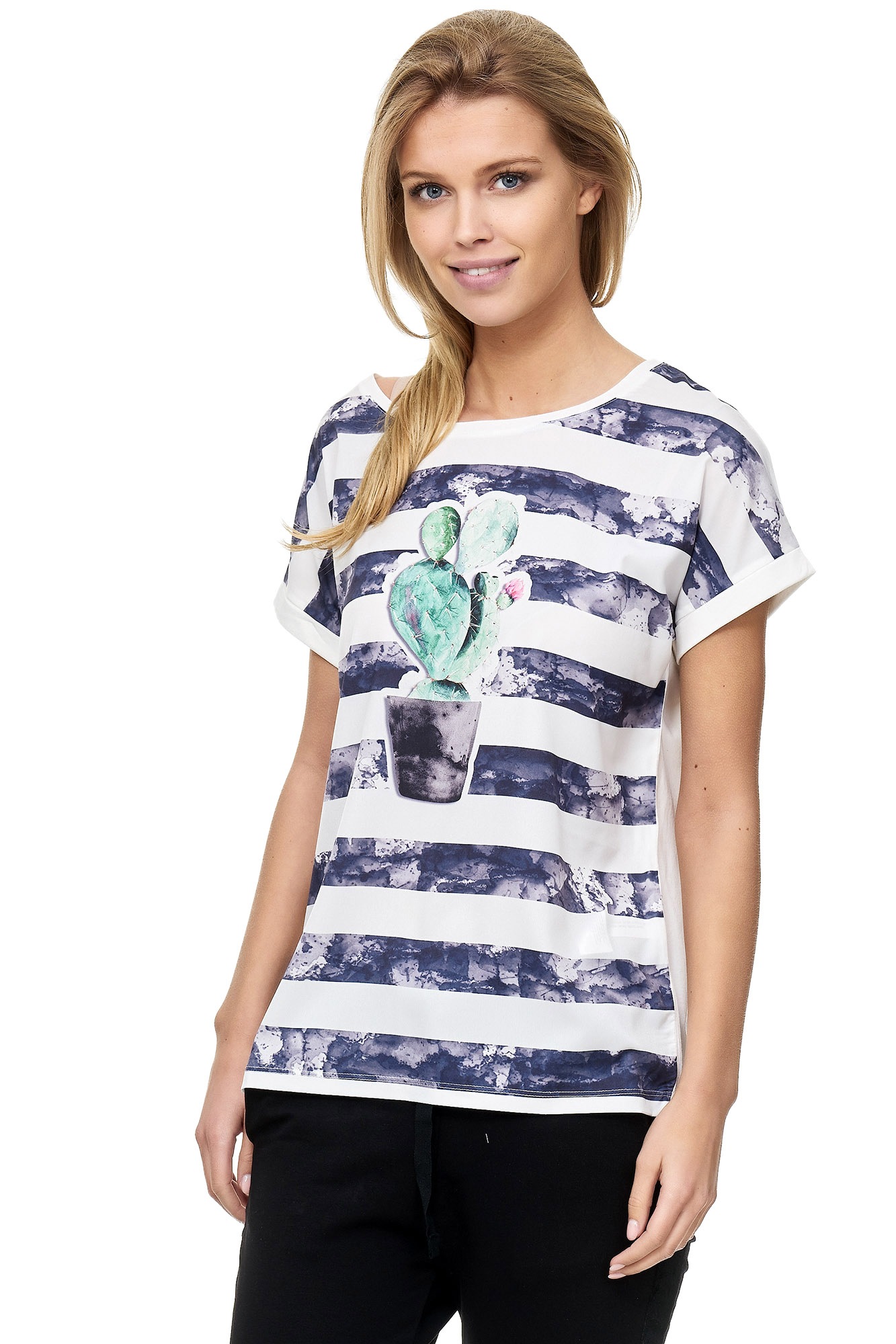 Decay T-Shirt, mit Kaktus-Aufdruck und Pailletten