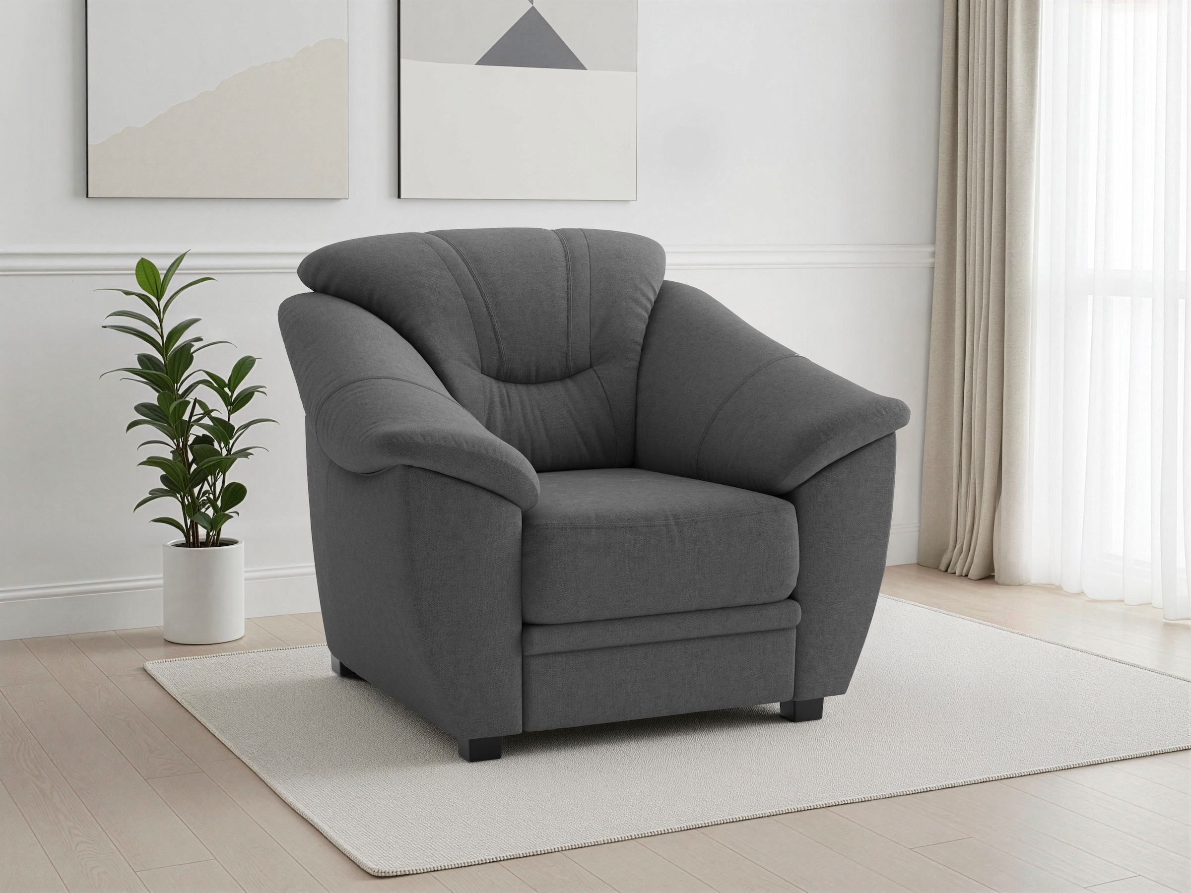 sit&more Sessel "Savona, B: 103 cm, Federkern-Polsterung, komfortable Sitzhöhe 46 cm" Bequeme Armlehnen, Ziernähte, frei im Raum stellbar, zeitloses Design