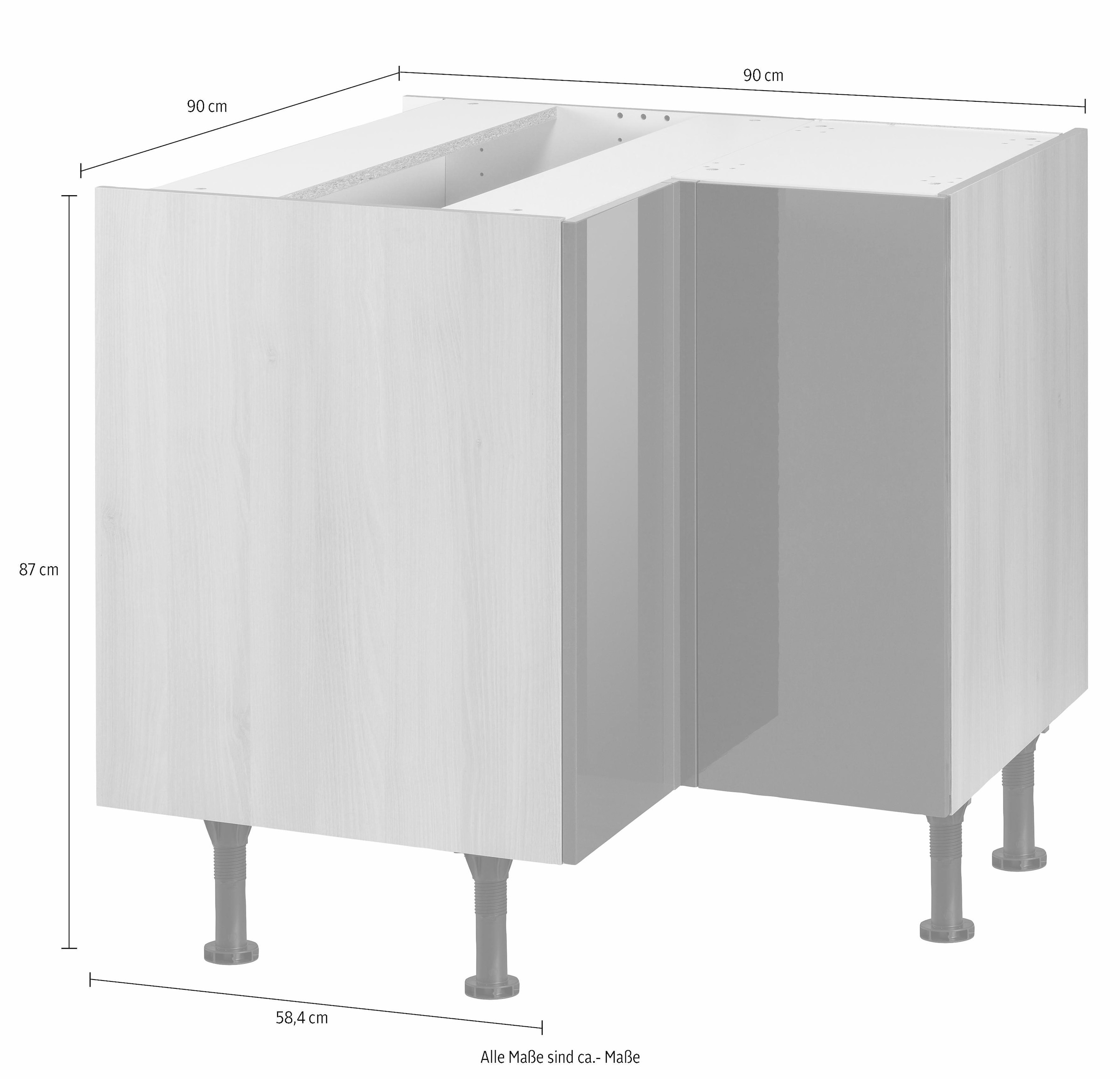 Metallgriff 90x90 Tür, mit Eckunterschrank höhenverstellbare mit Füße, »Bern«, OPTIFIT cm, | BAUR Breite