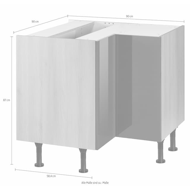 OPTIFIT Eckunterschrank »Bern«, Breite 90x90 cm, mit Tür, höhenverstellbare  Füße, mit Metallgriff | BAUR