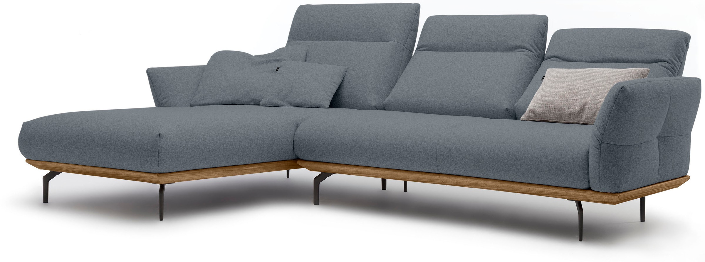 Creation BY ROLF BENZ Ecksofa »CR.460«, Sockel in Nussbaum, Winkelfüße in Umbragrau, Breite 298 cm