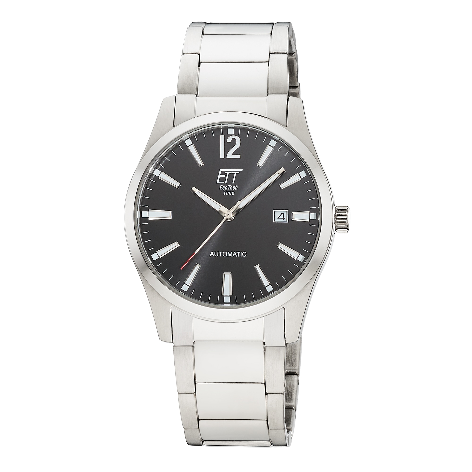 "Automatikuhr ETT ""Motion Drive"", silber (silberfarben, schwarz), Armbanduhren, Herren, Automatikuhr, Armbanduhr, Herrenuhr, Mechanische Uhr