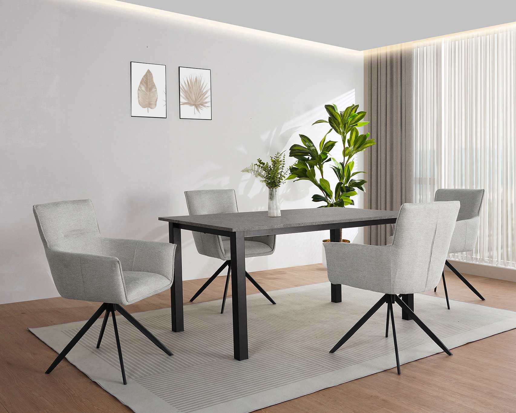 OTTO home Esstisch "Babetta" schwarzes pulverbeschichtetes Metallgestell, v günstig online kaufen