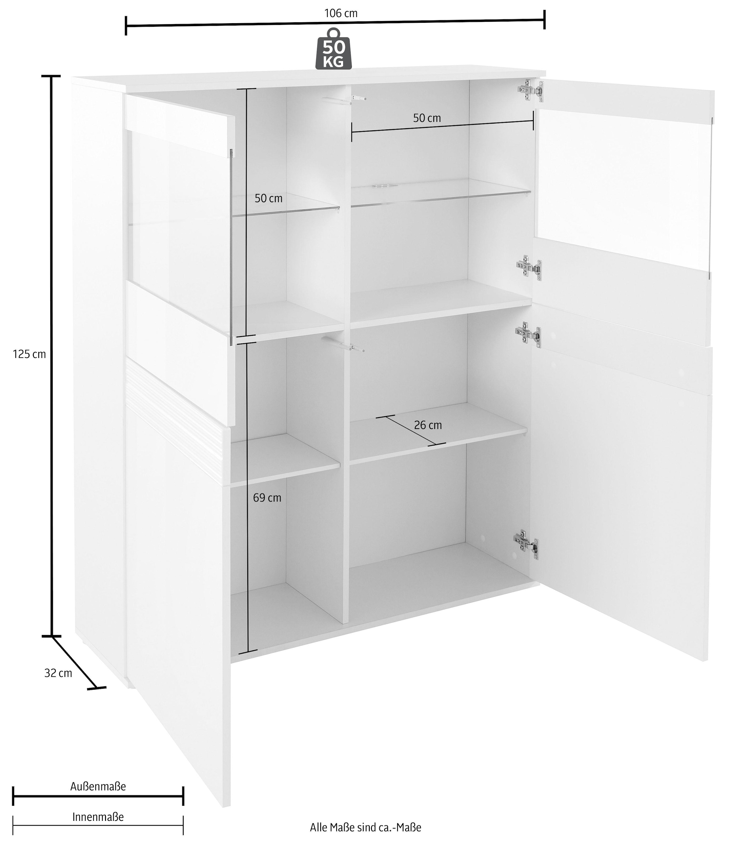 borchardt Möbel Vitrine »Florenz«, Höhe 125 cm