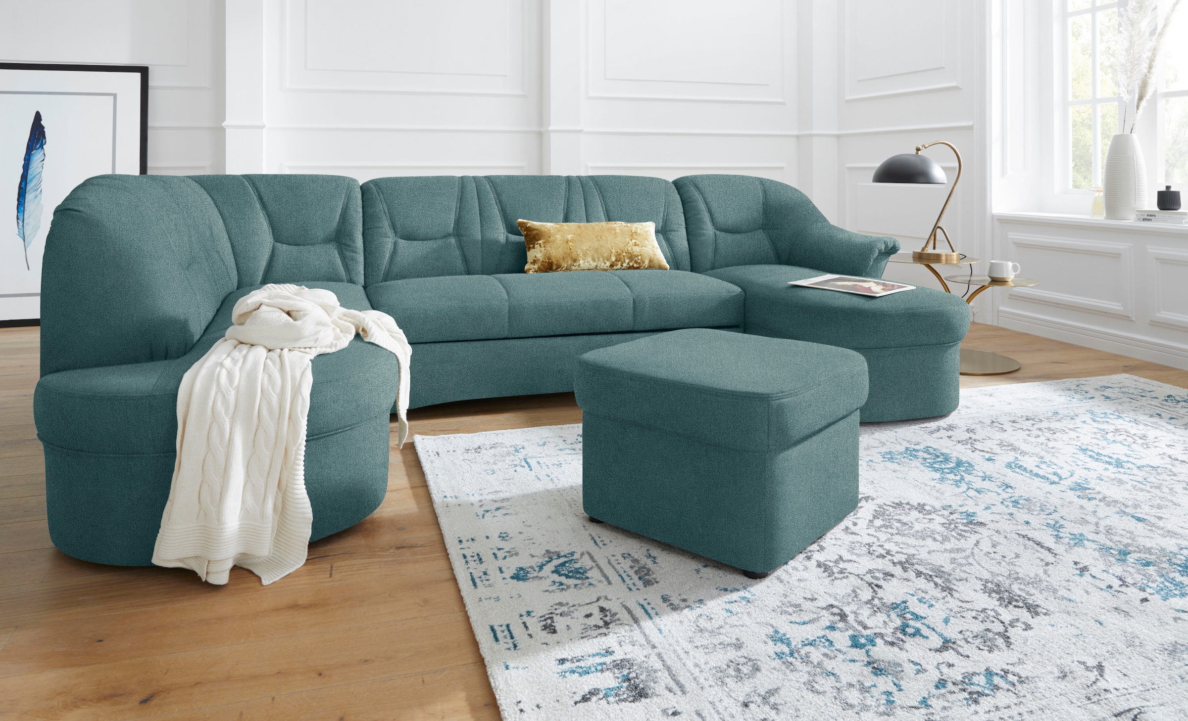 DOMO collection "SARAFINA 295x83x180 cm, auch mit Federkern für mehr Sitzkomfort" whlw. mit Bettfunktion, elegantes Design, U-Form