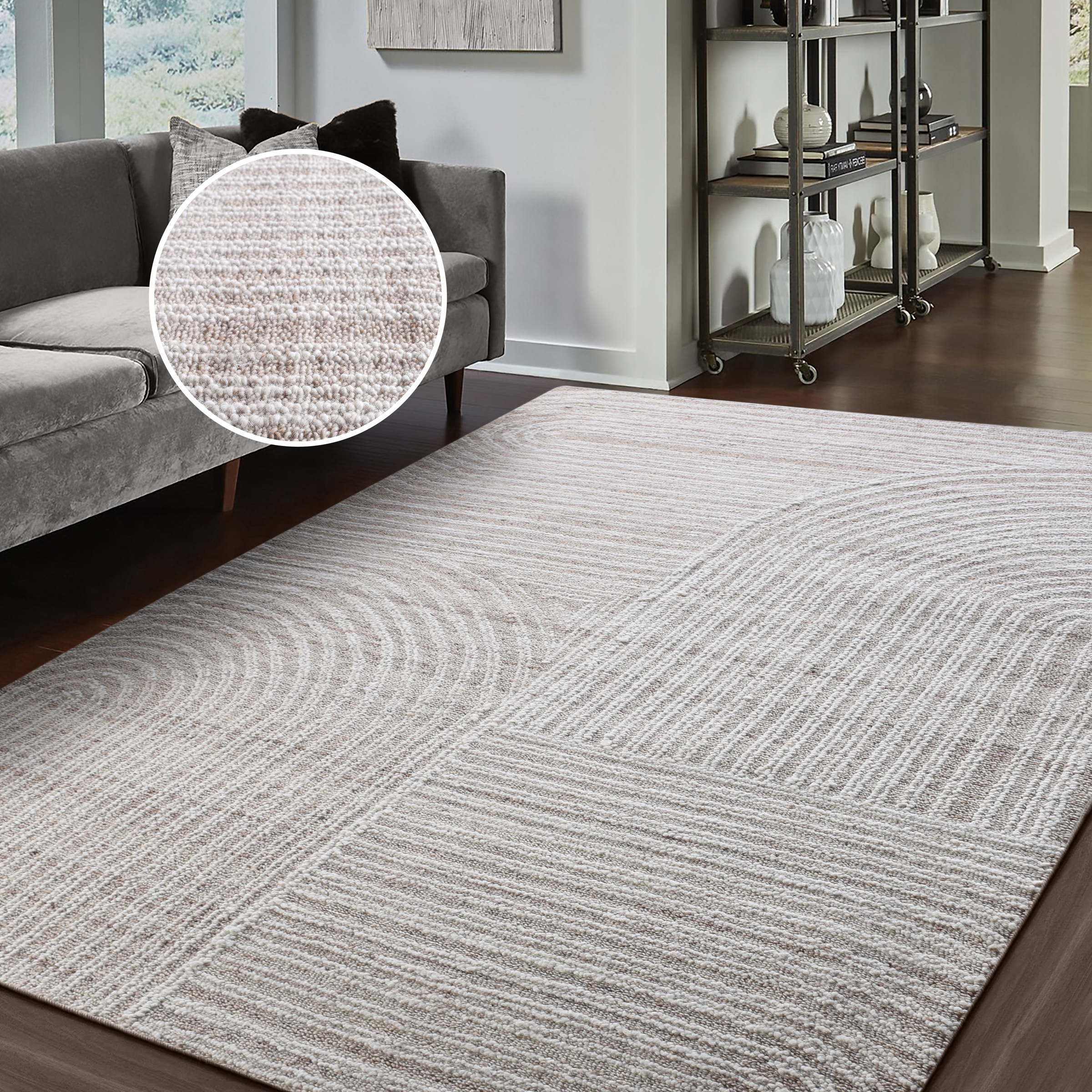 my home Wollteppich "Brevik, handgefertigt, Wolle, Hoch-Tief-Struktur" rech günstig online kaufen