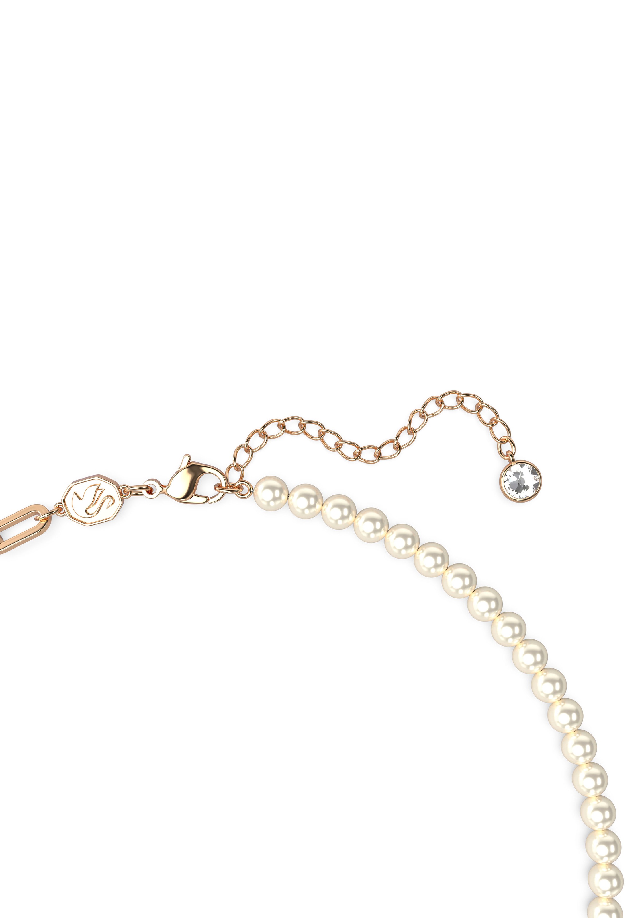 Kette mit Anhänger SWAROVSKI "TEDDY", rosa (roségoldfarben, rosa, weiß), Halsketten, Damen, Metall Perlen, L: 43 B: 15mm, Metall, Perlen, mit Swarovski Kristall, Swarovski Zirkonia und Swarovski Perle, B:15mm