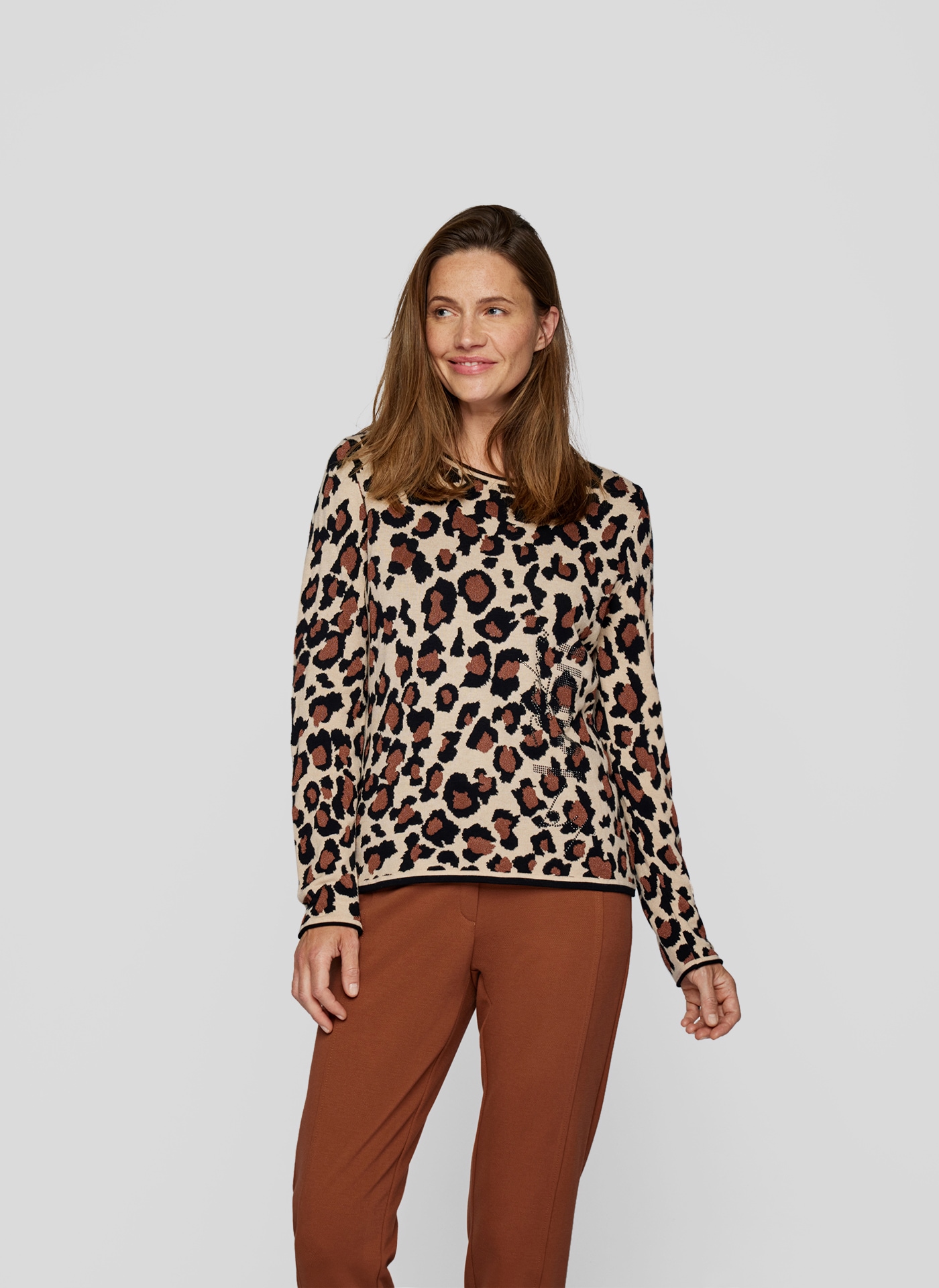 Strickpullover »RABE Glamouröser Animal-Print Pullover mit Strassdetails«