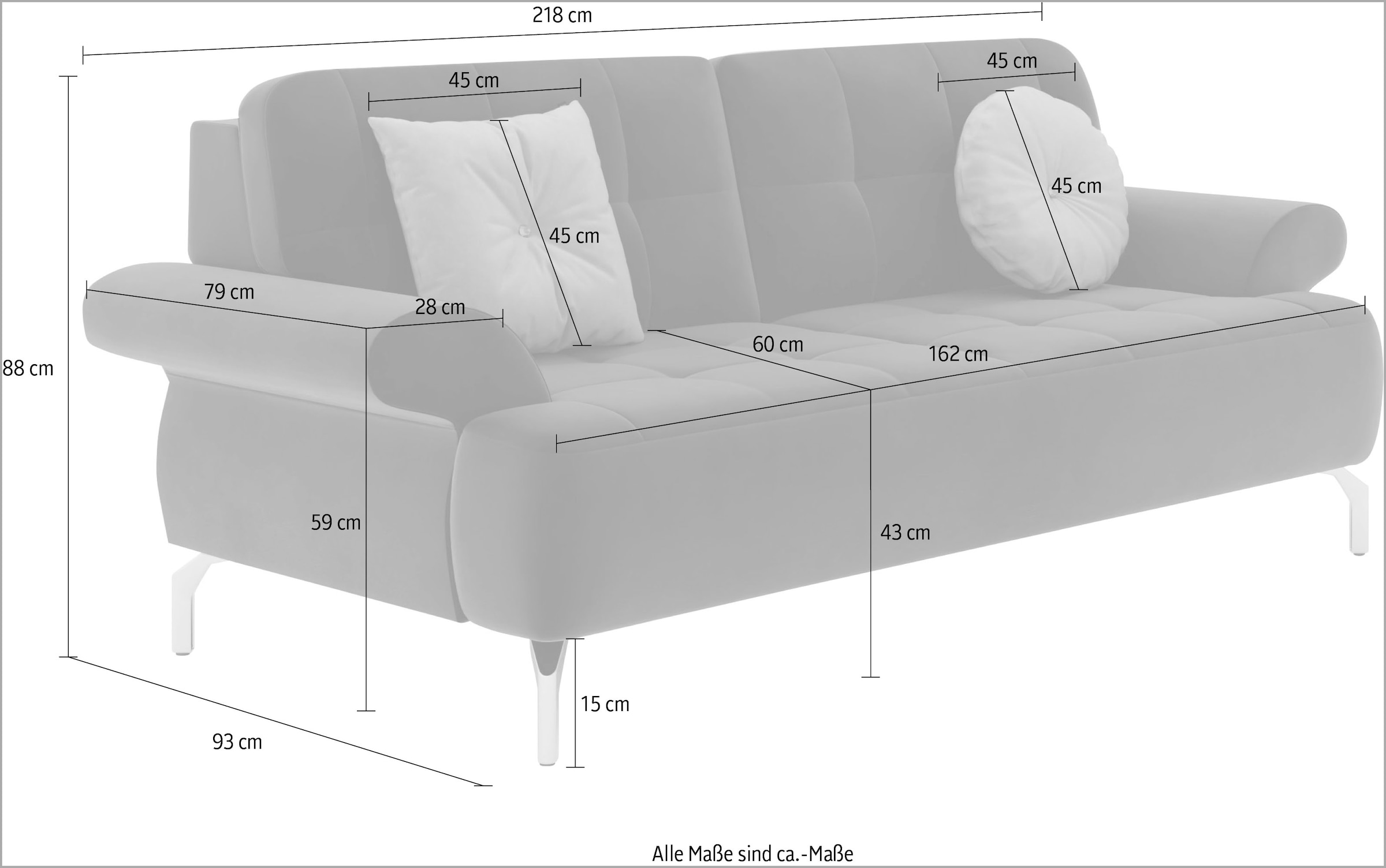 sit&more 2,5-Sitzer »Orient 1 V«, inkl. 2 Zierkissen mit Strass-Stein, goldfarbene Metallfüße