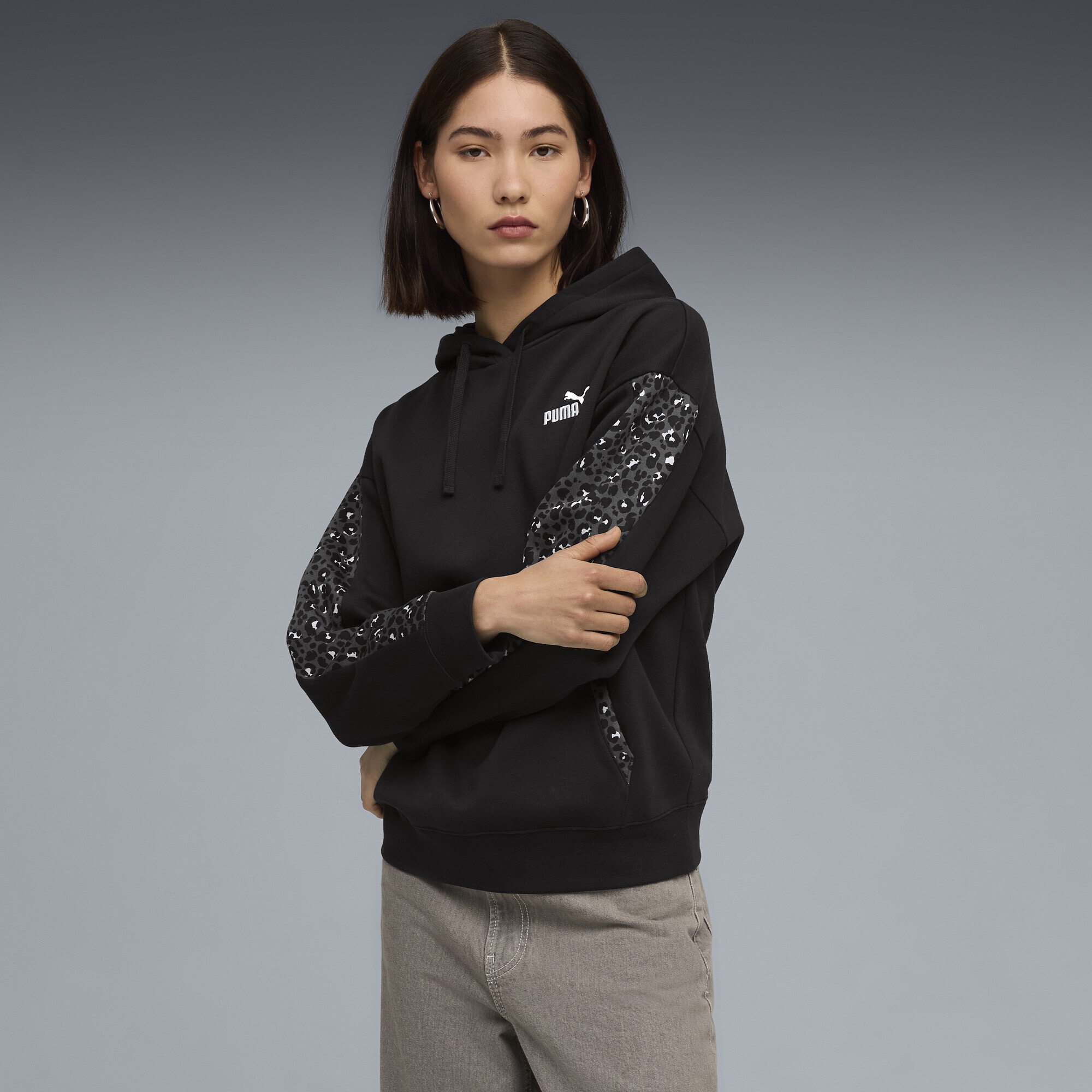 PUMA Hoodie »Essentials Comfort Hoodie mit Animal-Print Damen«