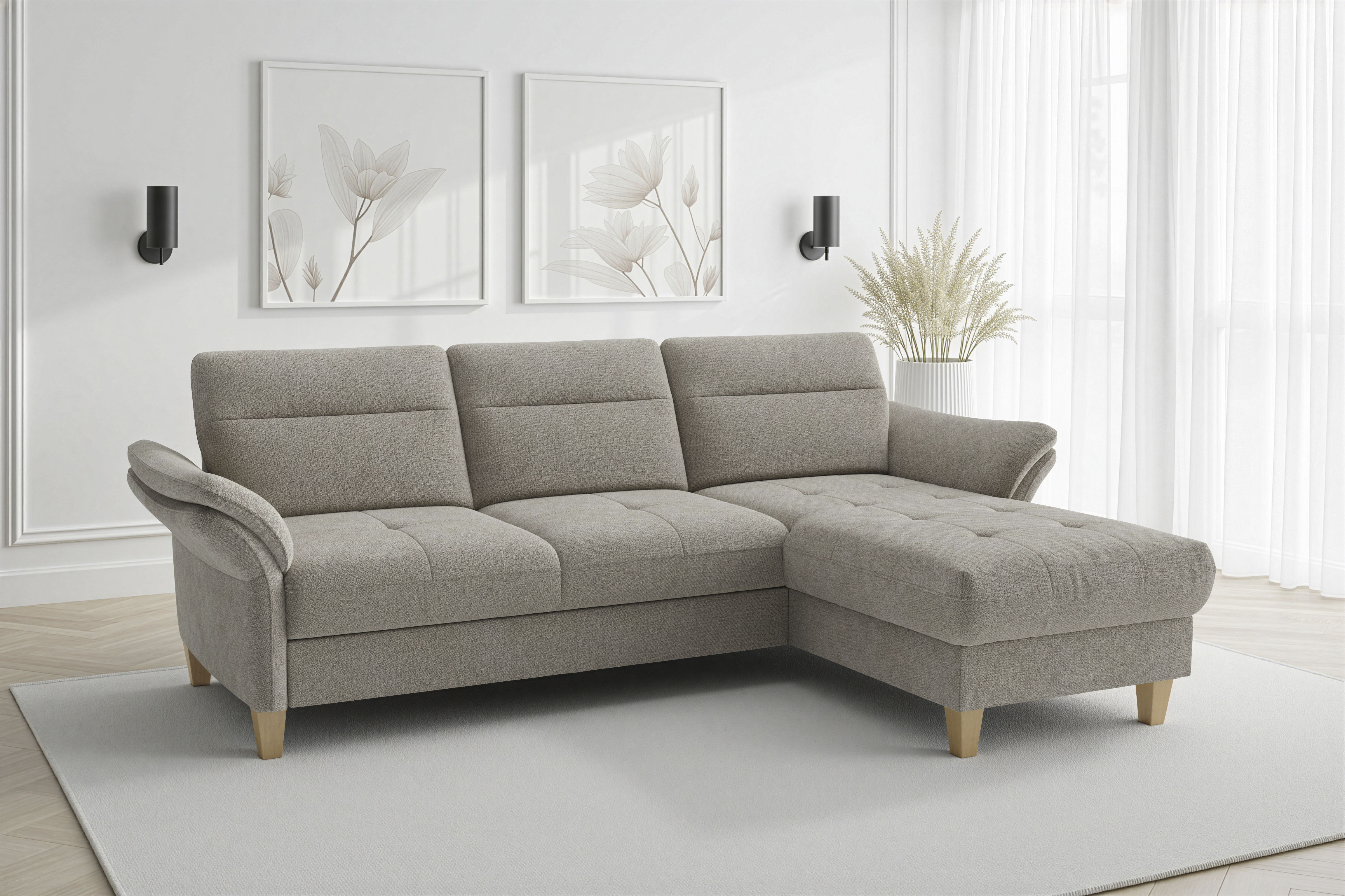 sit&more Ecksofa "Pamela L-Form, B: 230 cm, optional Schlaffunktion & Bettkasten" mit Federkern