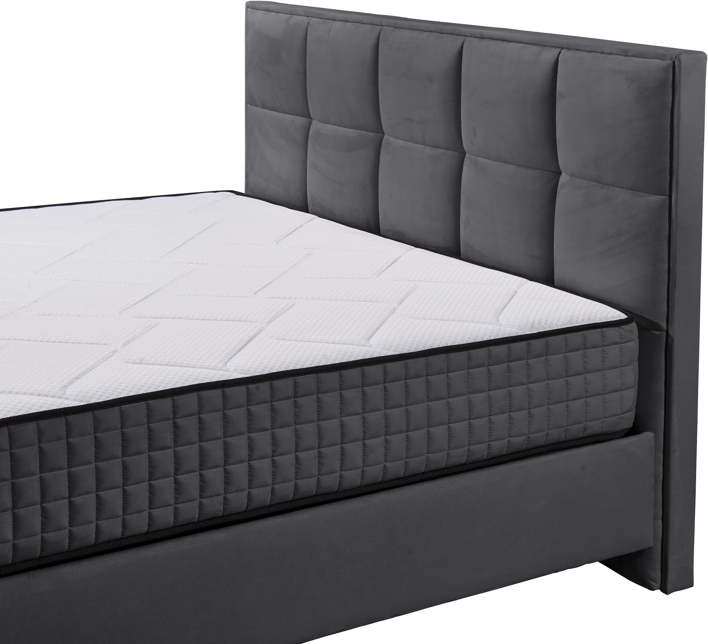 ED EXCITING DESIGN Boxbett »Monroe inkl. Bettkasten, erhältlich in den Breiten 160cm & 180cm«, Duo-Matratze - feste Seite mit Kokosmatte