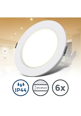 LED Bad-Einbauleuchte, 6er-Set, Schutzart IP44,  Ø 11,7 cm, inkl. LED Leuchtmittel