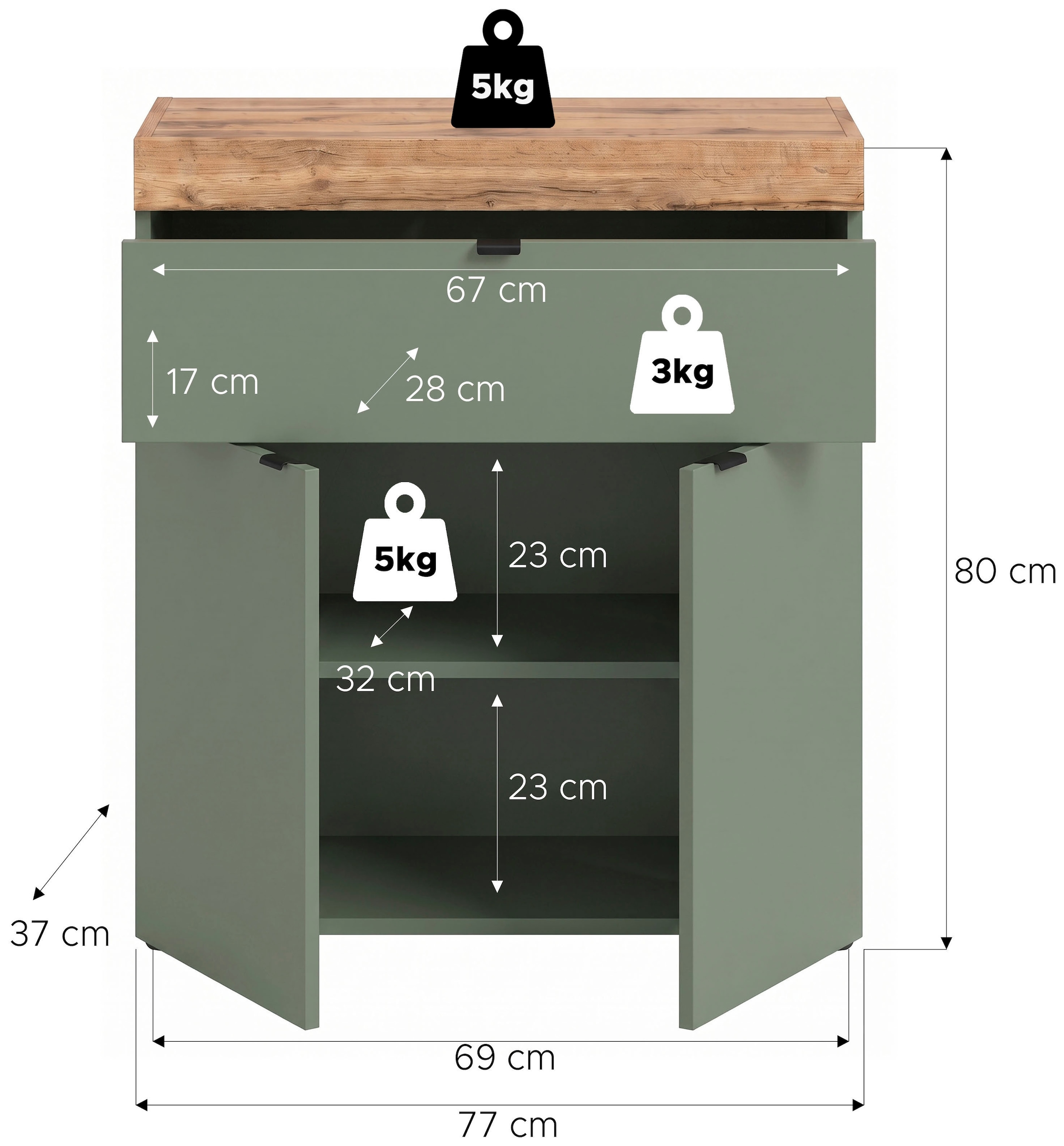 OTTO home Kommode »MAMBO II, Breite 77cm, 2 Türen, 1 Einlegeboden, 1 Schubkasten« 1 Stk. tlg. Kommode, Anrichte, Wohnzimmer, Schlafzimmer