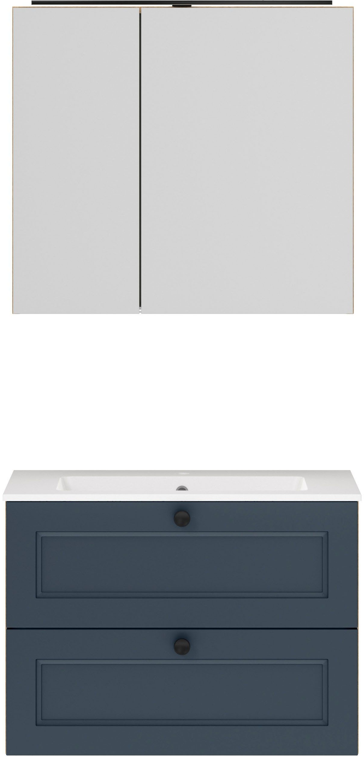 nobilia "Cascada" Set, mit Waschbecken, inkl. Spiegelschrank mit Beleuchtung, 2 Stk. tlg.