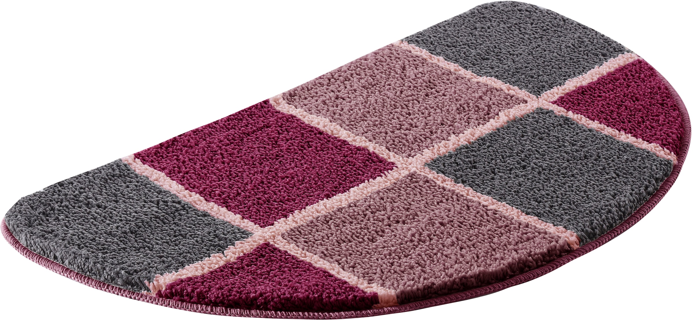 my home Badematte »Anna mit Kachelmuster, Badvorleger, Badezimmer Teppich, Duschvorleger«, rutschhemmend beschichtet, strapazierfähig, Badteppich, Hoch Tief Effekt, Modern, Weich