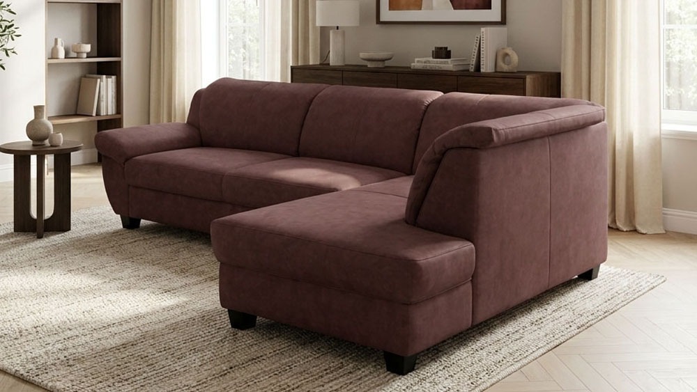 OTTO home Ecksofa "Sillkeborg 254 x 186 cm, formschönes Sofa mit dunklen Füßen" mit Schlaffunktion, L-Form, aus Pet Friendly Bezug