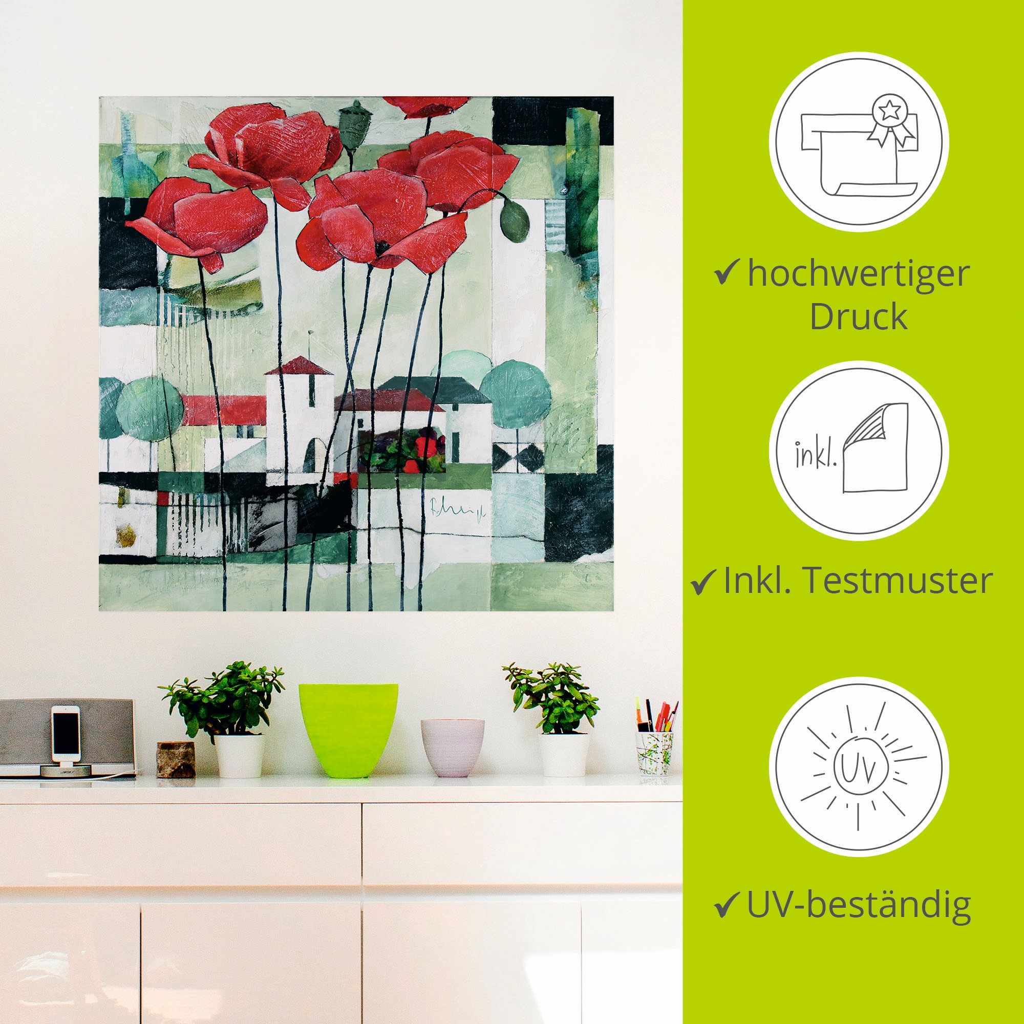 Artland Wandfolie »Mohnblumen II«, Blumen, (1 St.), selbstklebend