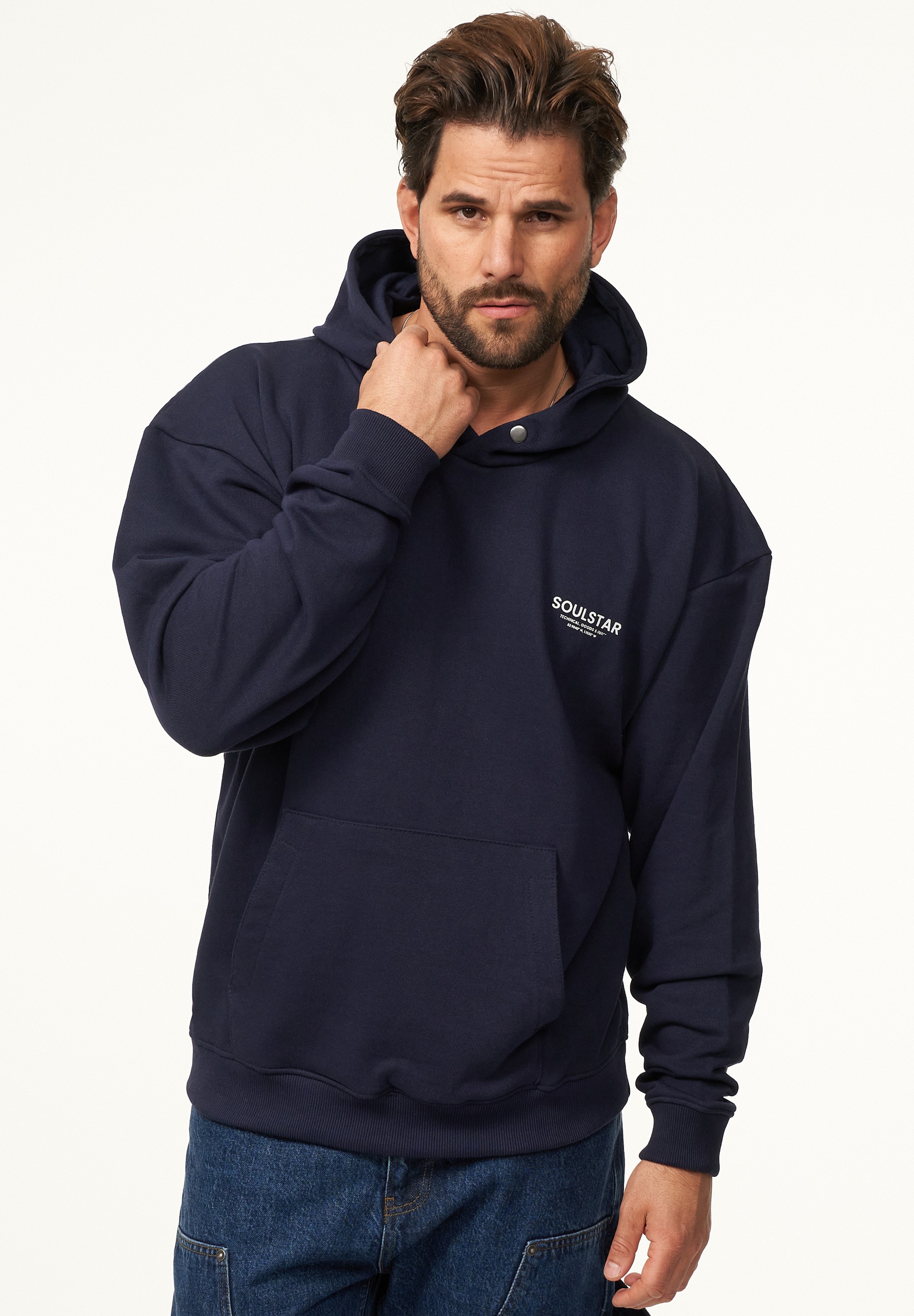 SOULSTAR Hoodie »Oversize Kapuzenpullover mit Button Pullover Sweater für Herren«, Herren Oversize Kapuzenpullover mit Button Pullover Sweater
