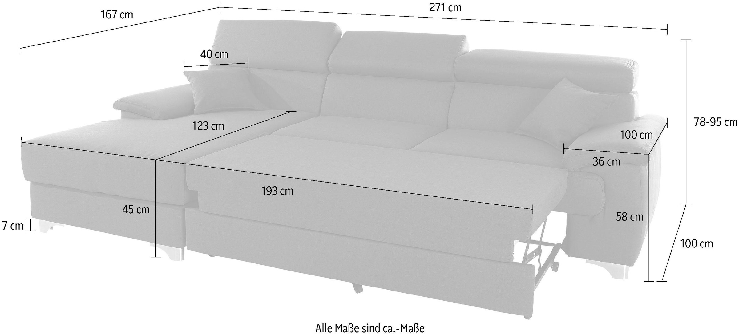 DOMO collection Ecksofa »Mira, inklusive Kopfteilverstellung für mehr Wohlfühlkomfort, L-Form«, wahlweise mit Bettfunktion und Bettkasten, elegant und modern