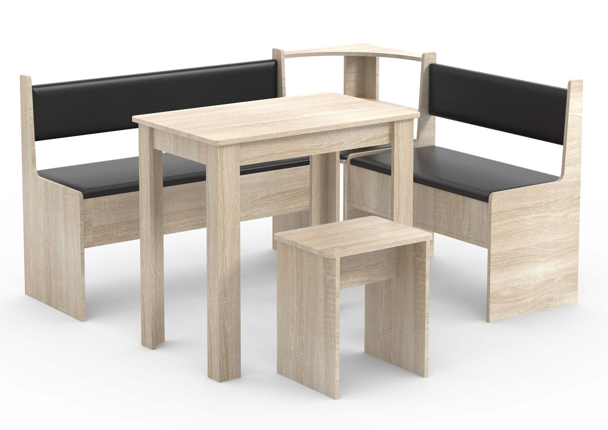 Essgruppe VCM "Eckbankgruppe Sitzgruppe Esal Mini", braun (sonoma, eiche), B:153cm T:123cm, Obermaterial: 100% Holz Wood., Sitzmöbel-Sets, Essgruppe 2