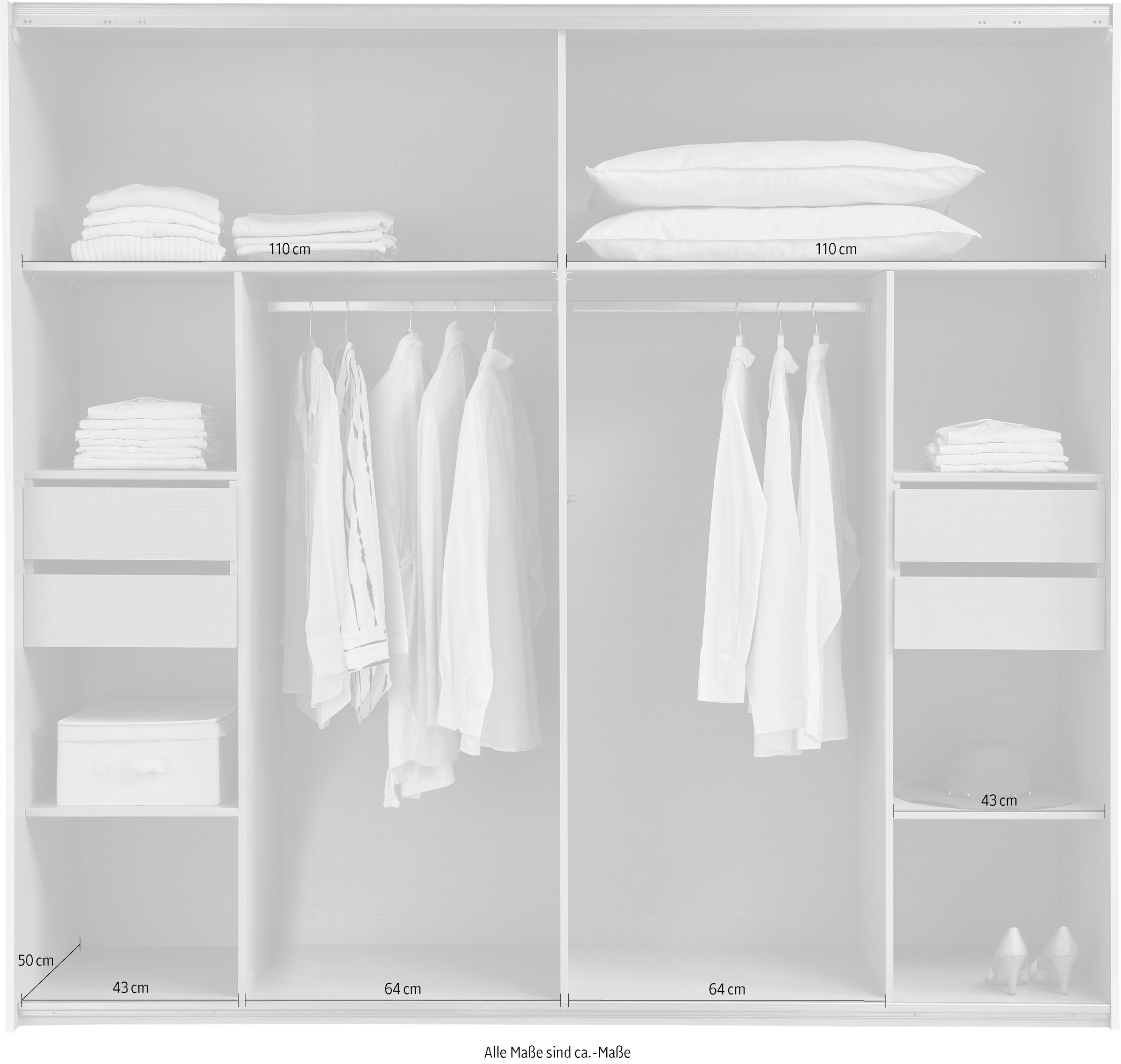Wimex Schwebetürenschrank »Jork Kleiderschrank mit Spiegel, schwarze Metallgriffe«, Schrank in verschiedenen Größen und Innenausstattungsvarianten