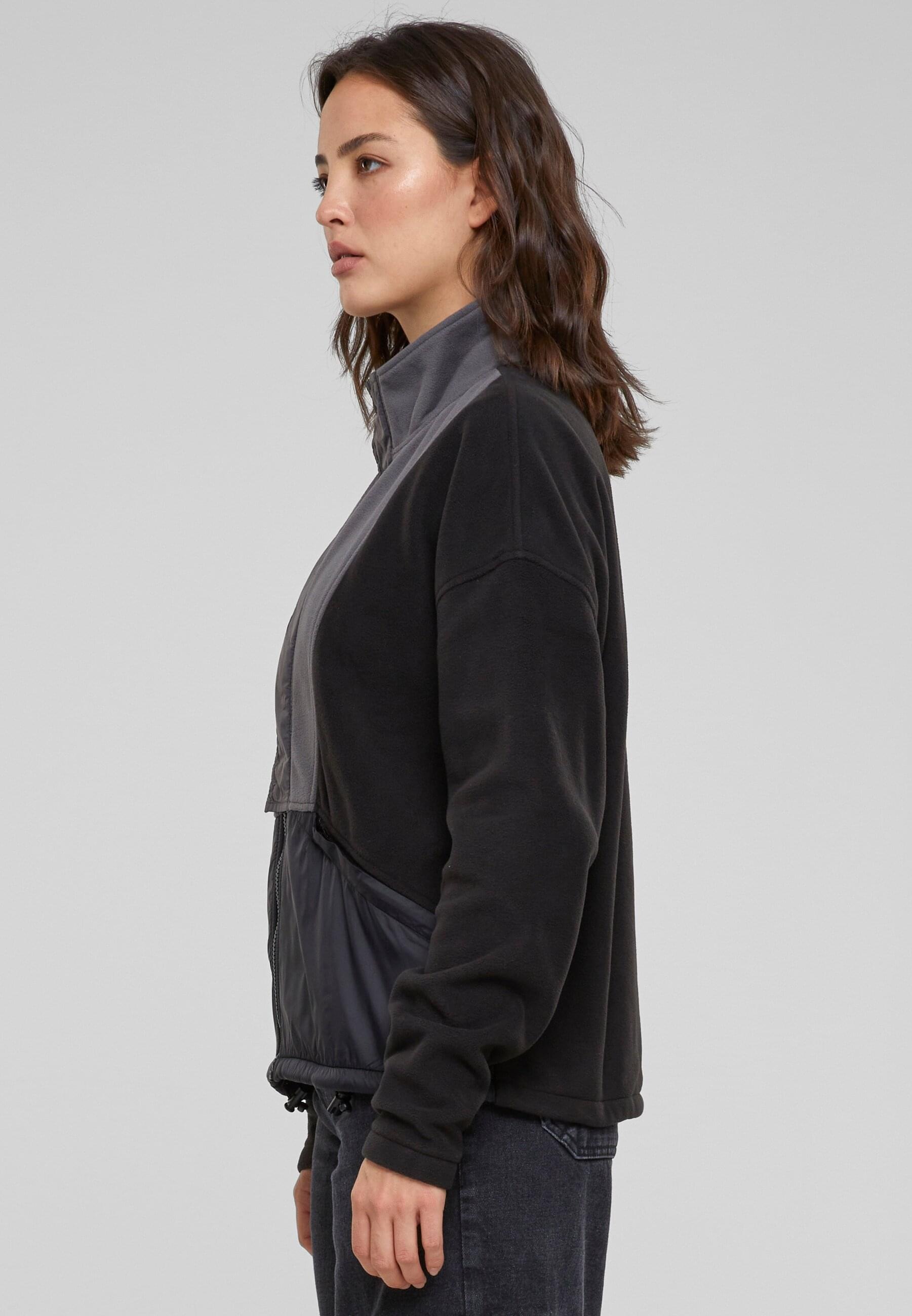 URBAN CLASSICS Trainingsjacke »Urban Classics Damen Ladies Polarfleece Track Jacket«, (1 St.), ohne Kapuze