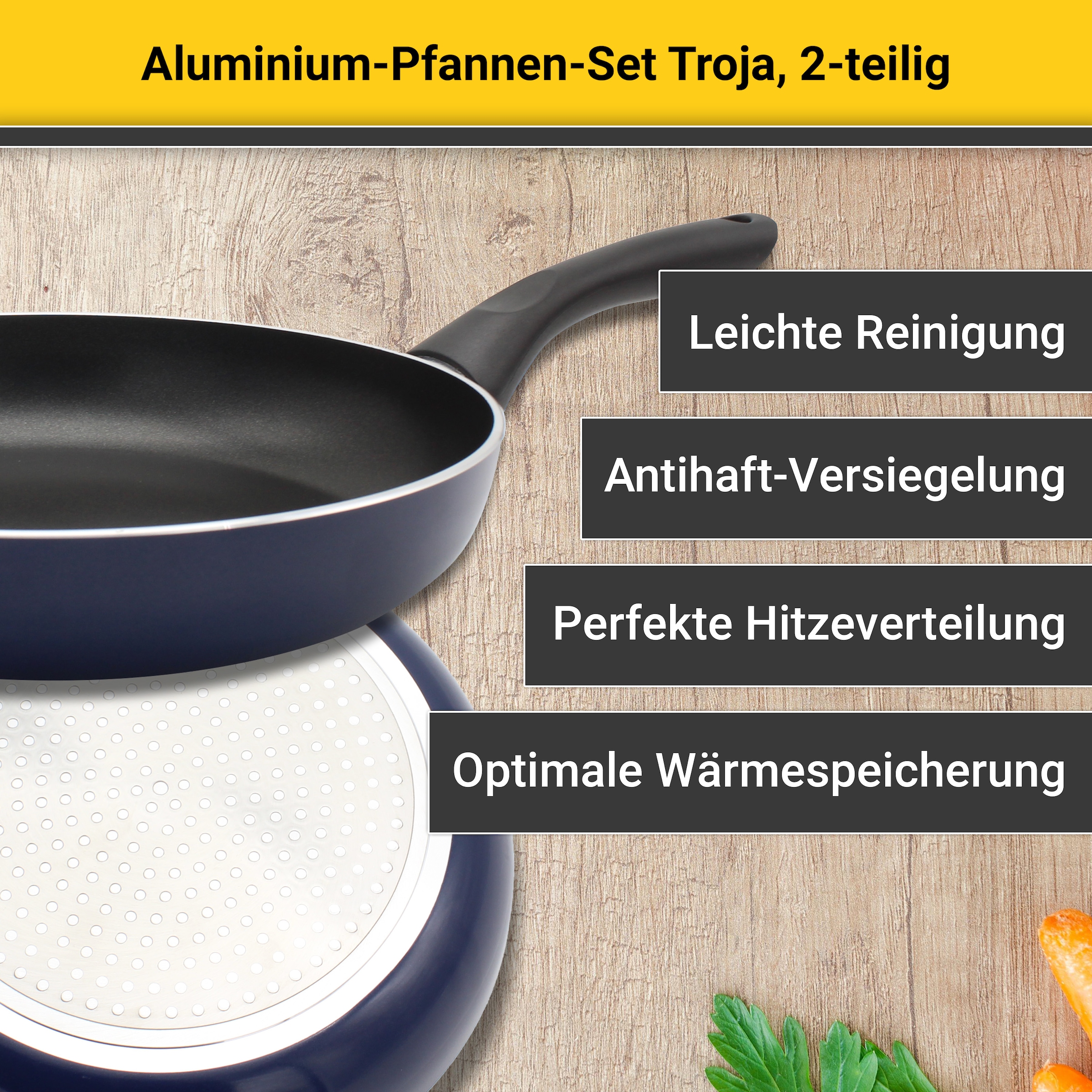 Krüger Pfannen-Set »Troja«, Aluminium, (Set, 2 tlg.), Ø 16/24 cm, Induktion