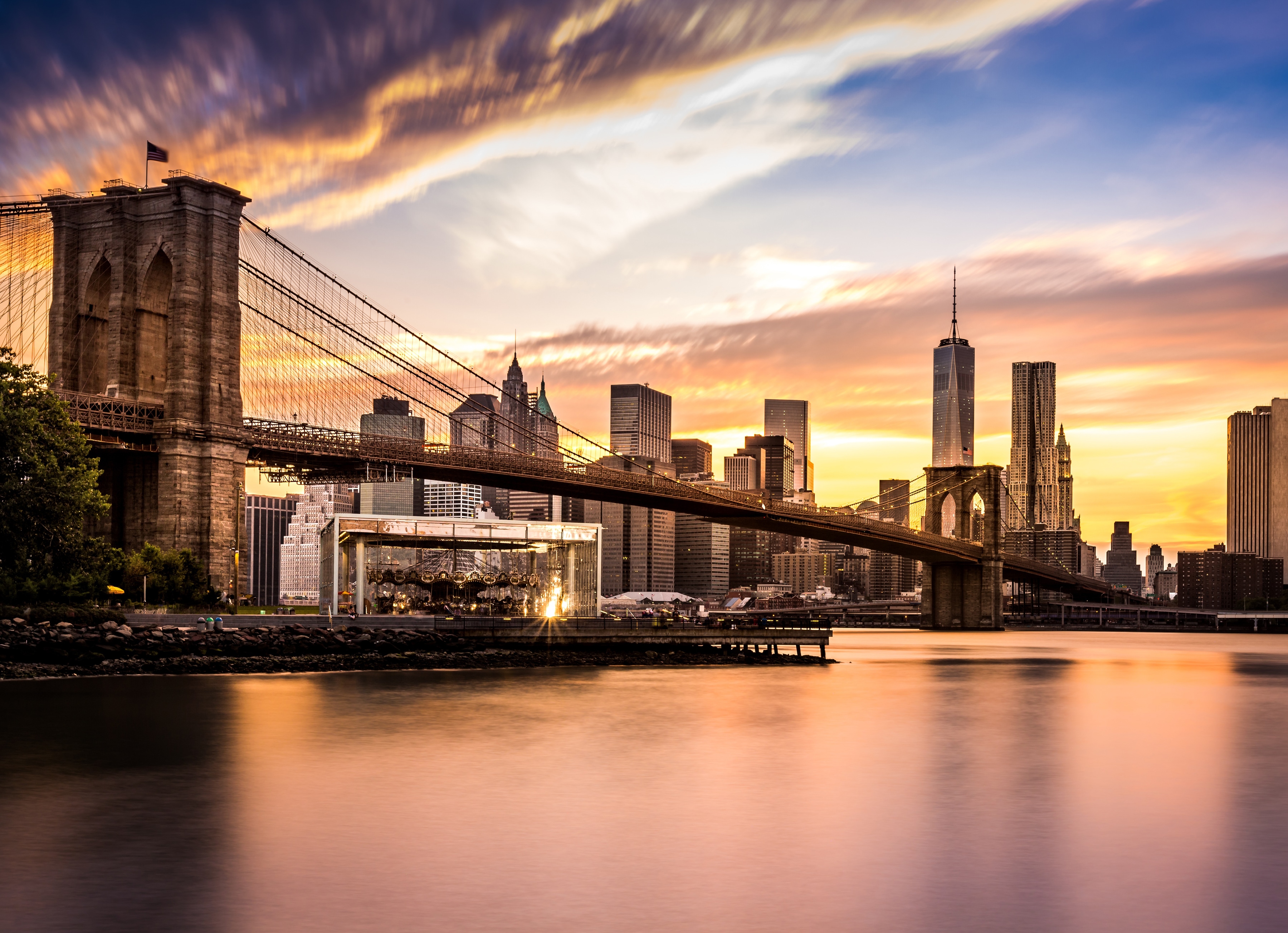 Papermoon Fototapete "Bridge Brooklyn at Sunset" glatt