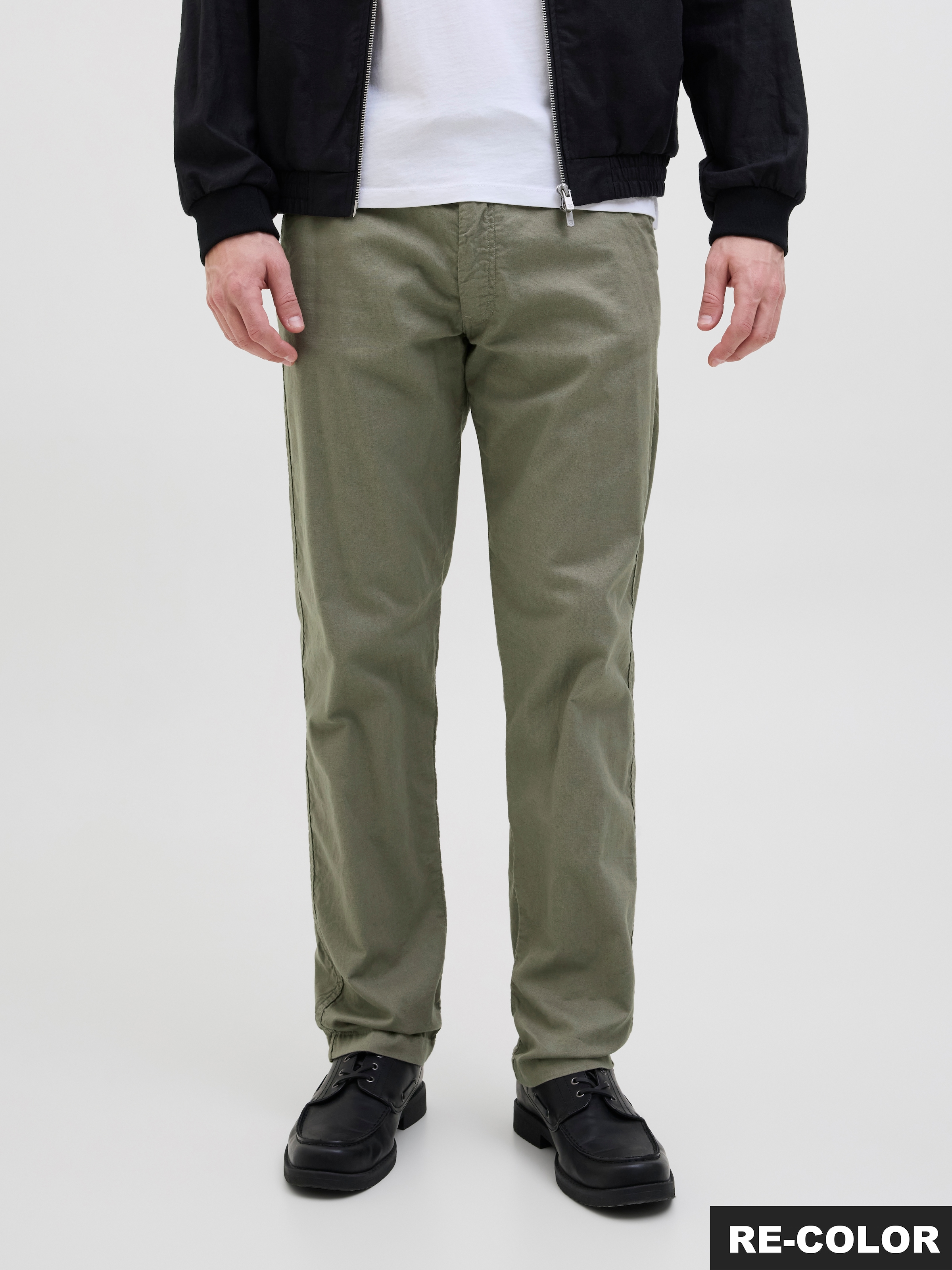 Jack & Jones Stoffhose "JPSTKANE HYBRID BONDI JOGGER SN" Baumwolle mit Leinen, locker geschnitten