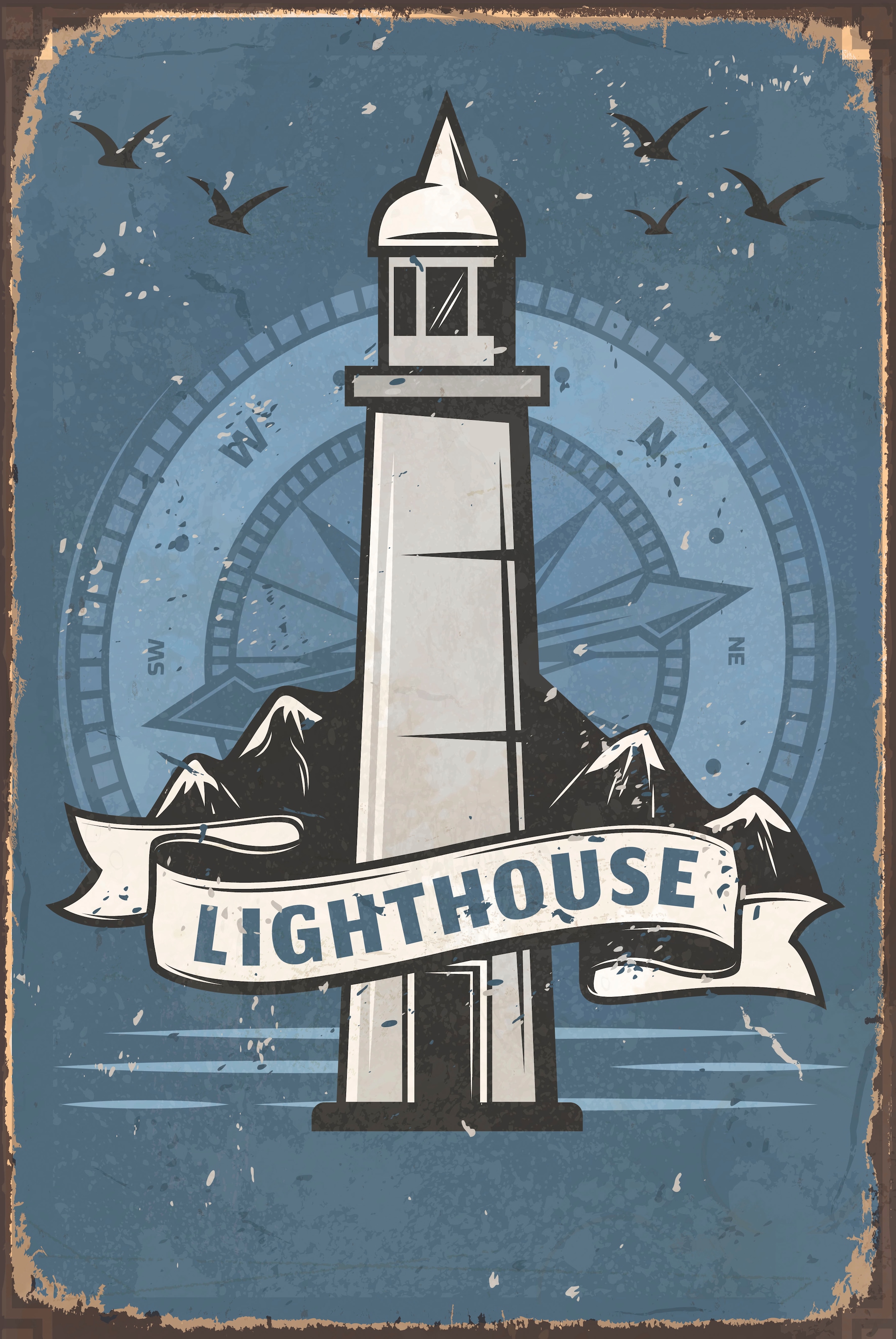 queence Metallbild "Lighthouse", Leuchtturm-Schriftzug, (1 St.), Stahlschil günstig online kaufen