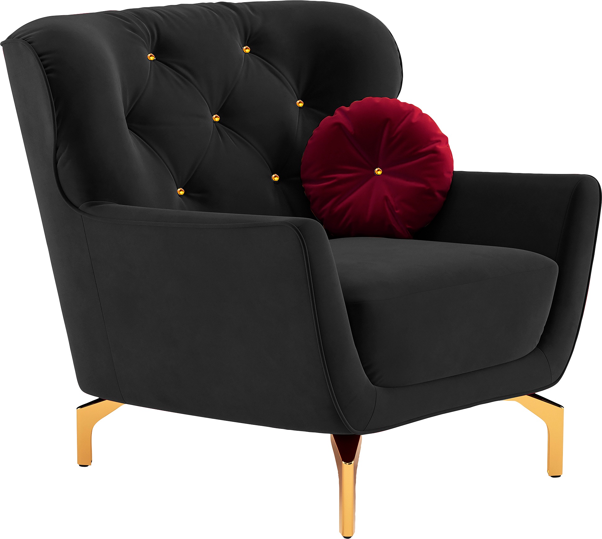 sit&more Sessel »Orient 3« inkl. 1 Zierkissen mit Strass-Stein, goldfarbene Metallfüße