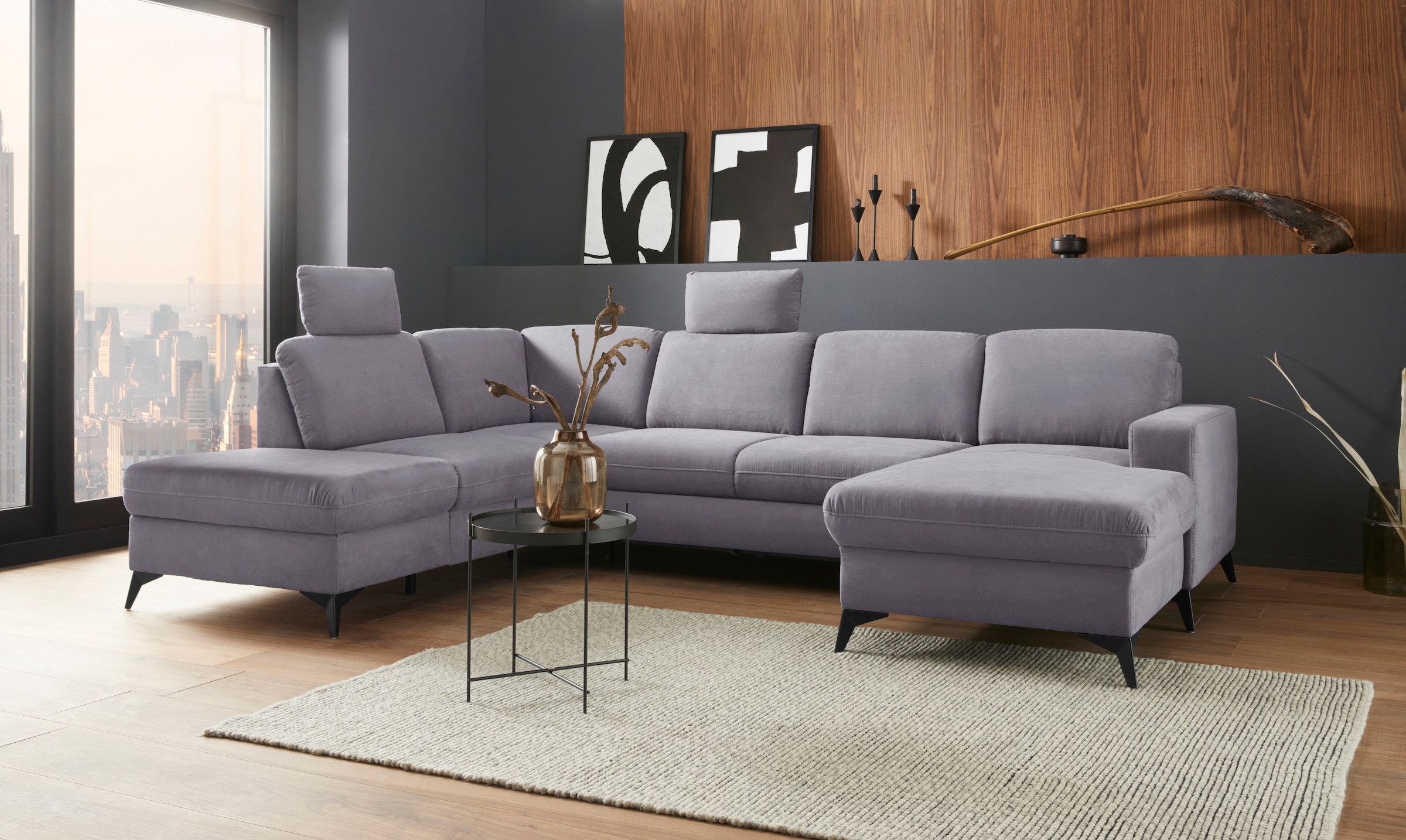 Home affaire Wohnlandschaft "Lolland U-Form" Wahlweise mit Bettfunktion und günstig online kaufen