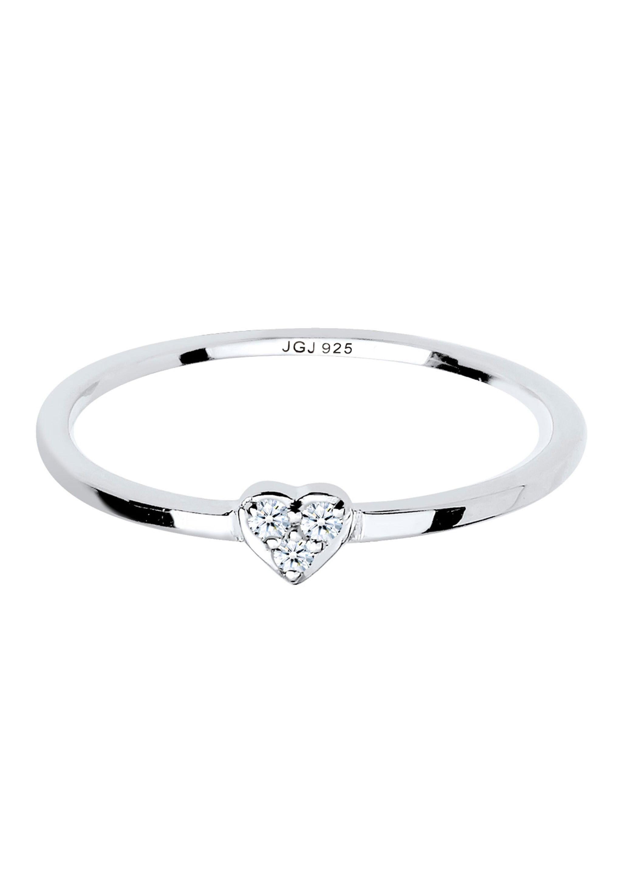 Elli DIAMONDS Verlobungsring »Ring Herz Symbol Diamant 0.04 ct. 925 Silber«