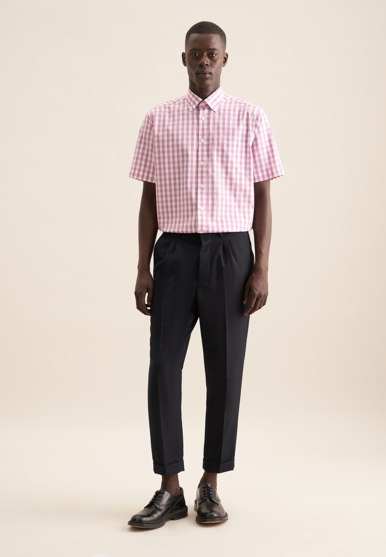 seidensticker Businesshemd »Regular«, Regular Kurzarm Button-Down-Kragen Karo