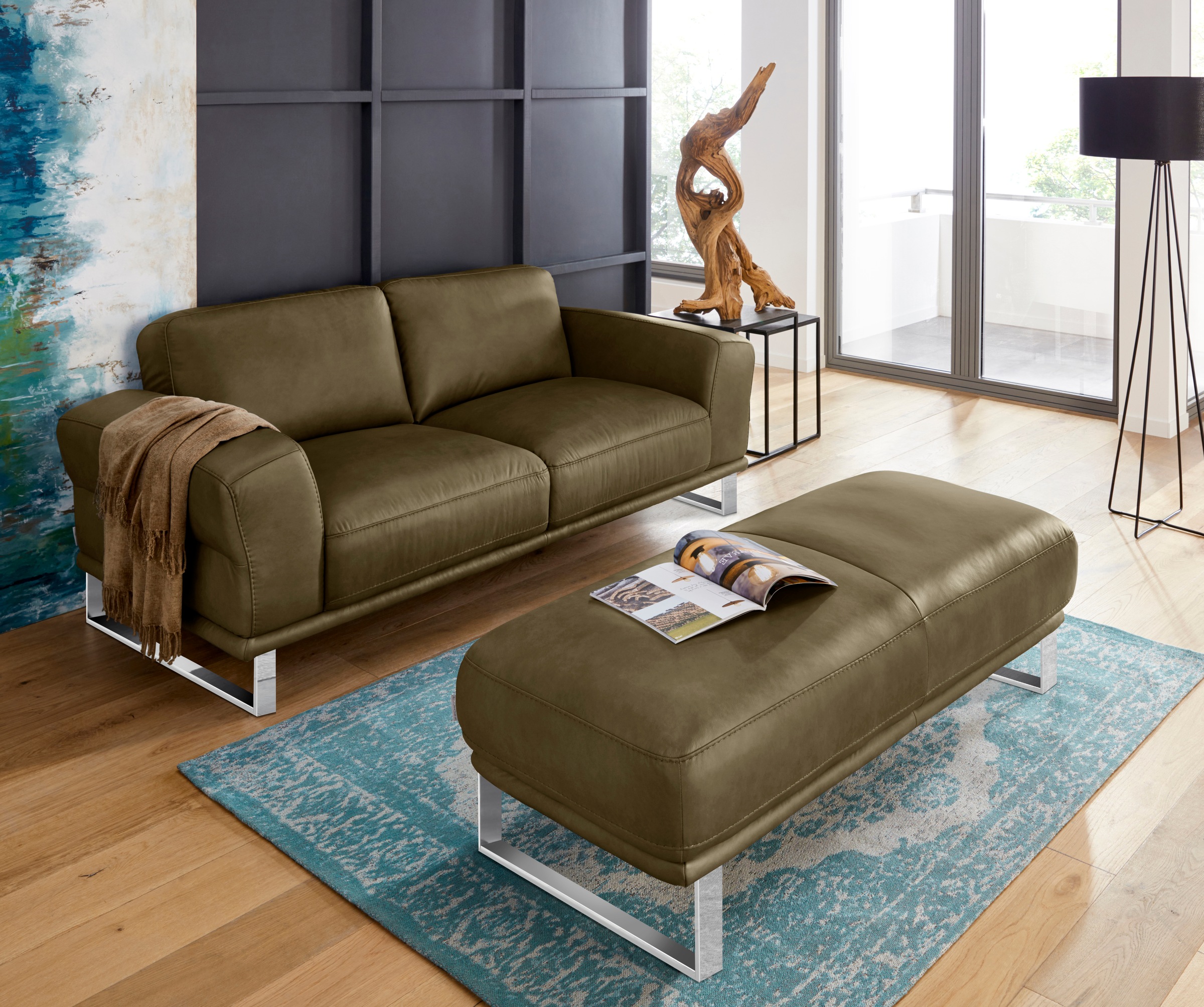 W.SCHILLIG Hocker »montanaa«, mit Metallkufen in Chrom glänzend, Breite 141 cm