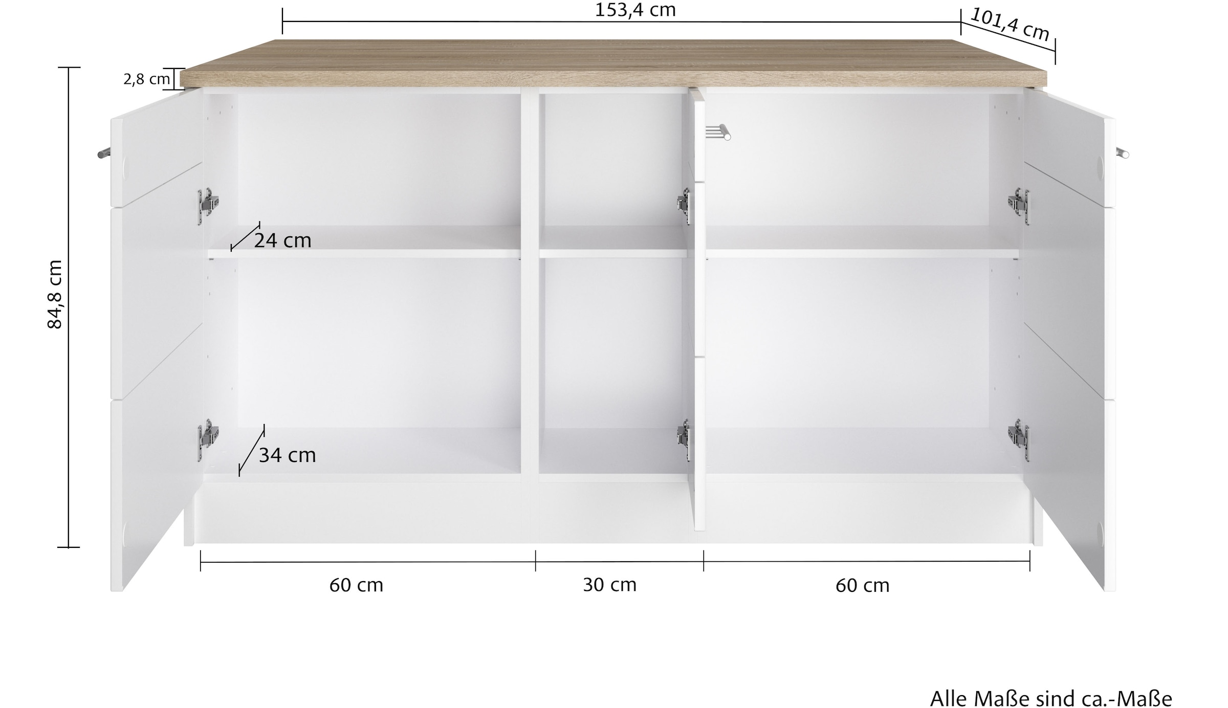 KOCHSTATION Kücheninsel »KS-Wien«, Breite 153 cm, MDF-Fronten, Flaschenregal