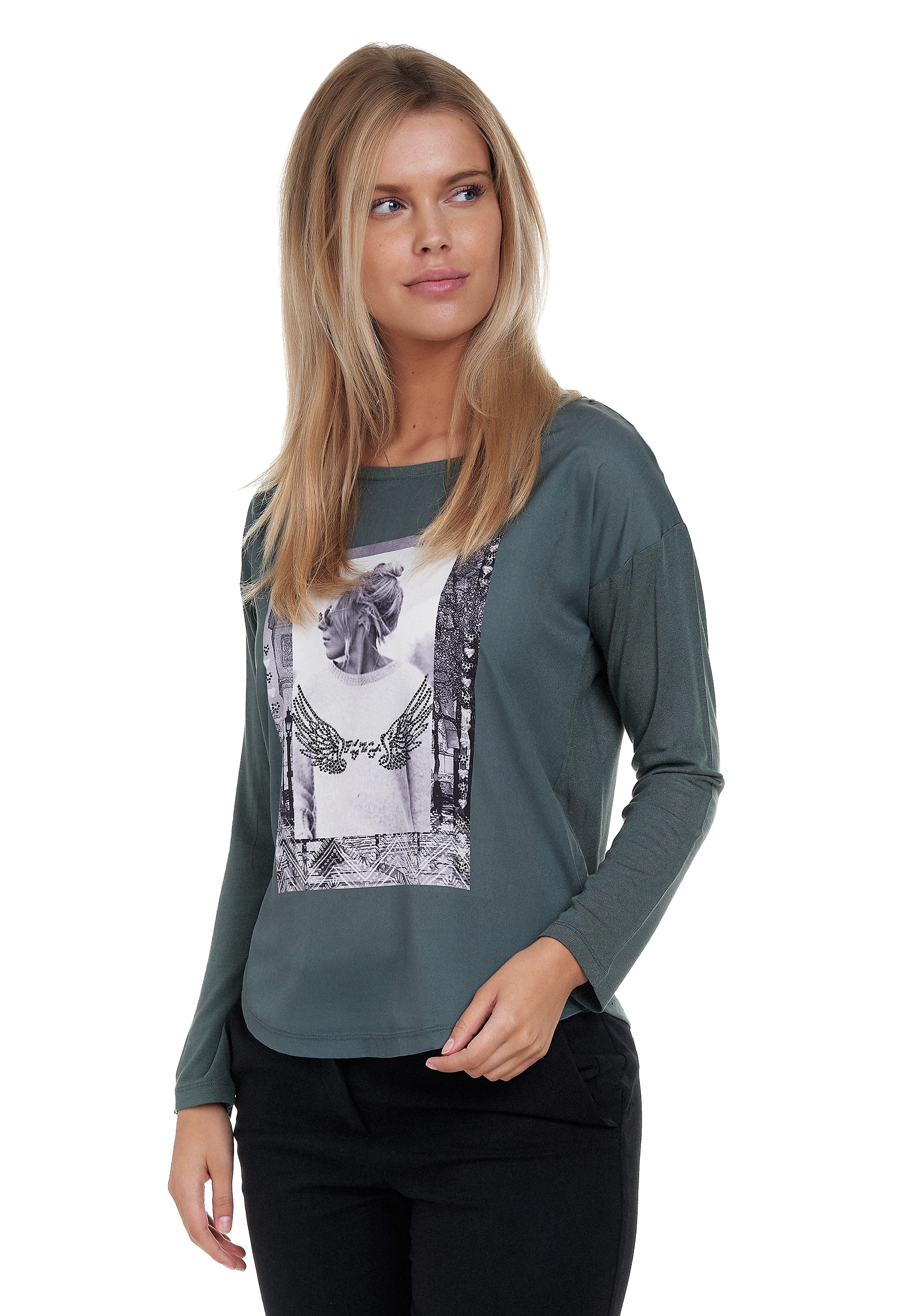 Decay Langarmshirt, mit eleganter Perlen-Applikation