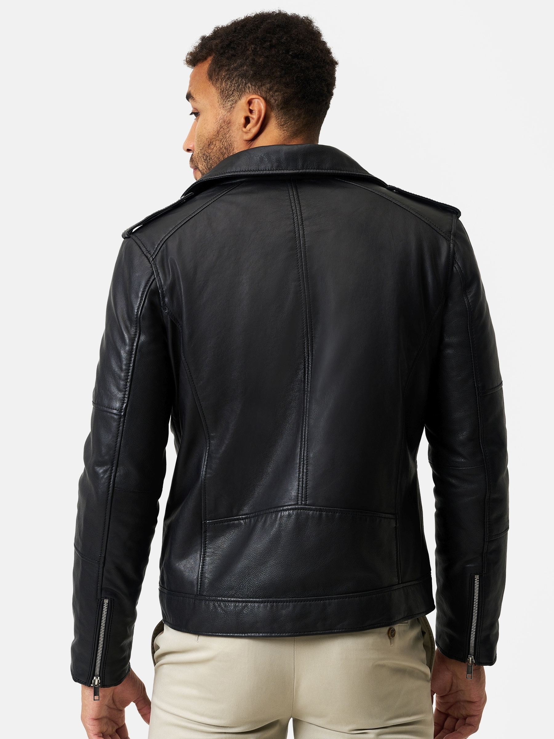 RICANO Bikerjacke »Lederjacke Pietro« ohne Kapuze Handgefertigt aus echtem Leder