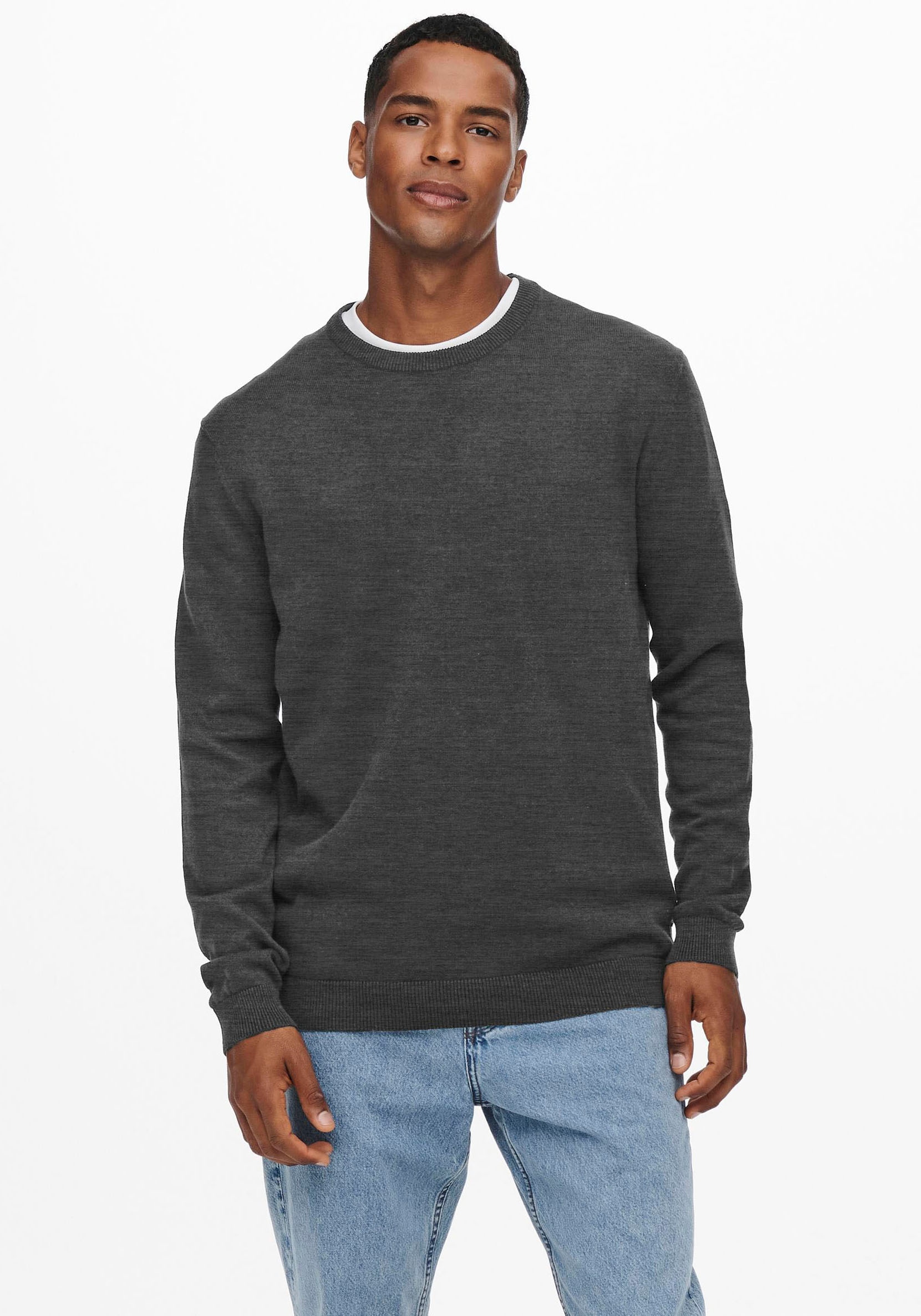 ONLY & SONS Rundhalspullover "ONSALEX 12 SOLID CREW NECK KNIT"