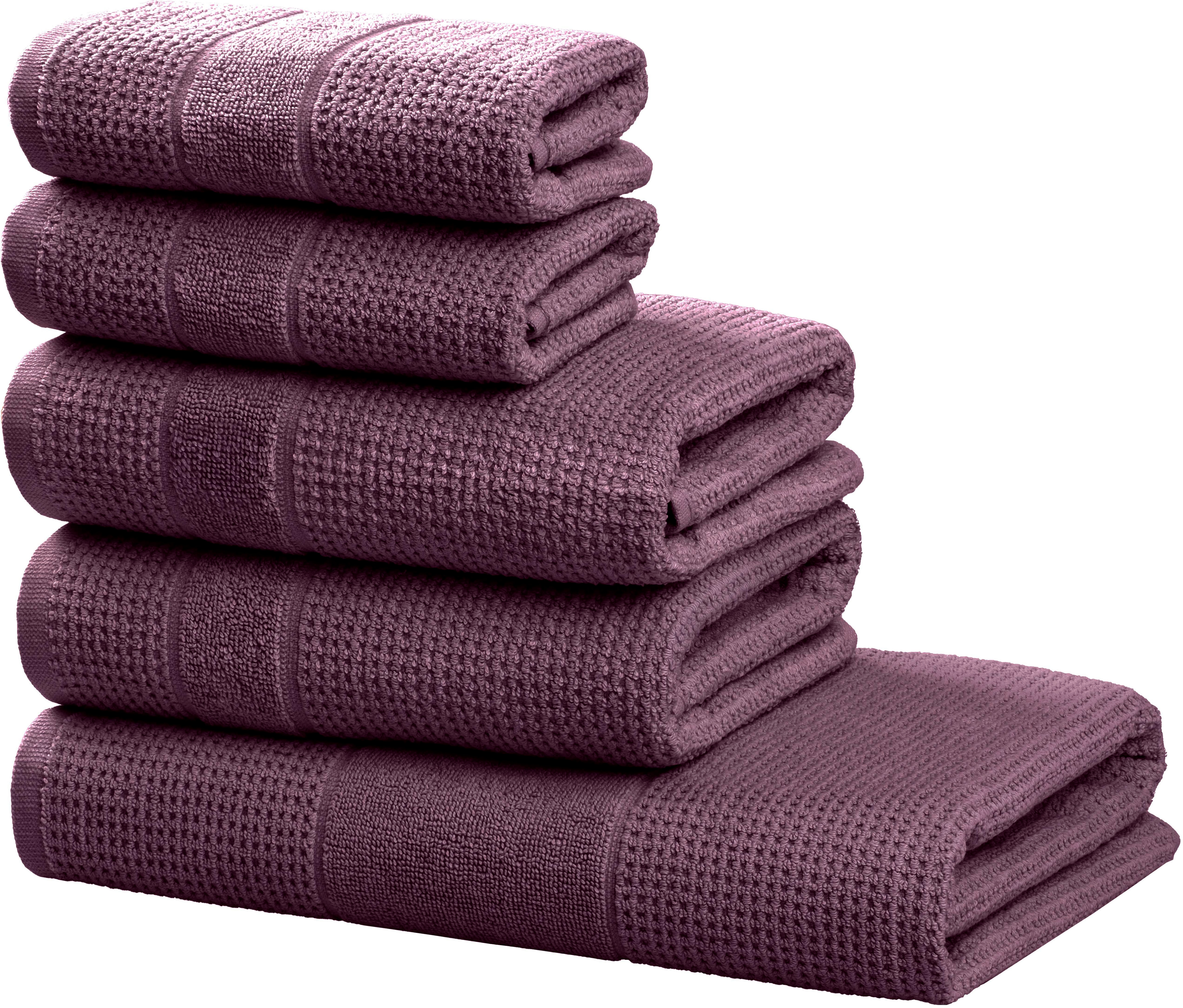 OTTO home Handtuch Set "Kimi, Duschtuch, Handtücher und Gästetücher" Set 5 Walkfrottee 100% Baumwolle, einfarbig, weich, mit Bordüre, besondere Struktur