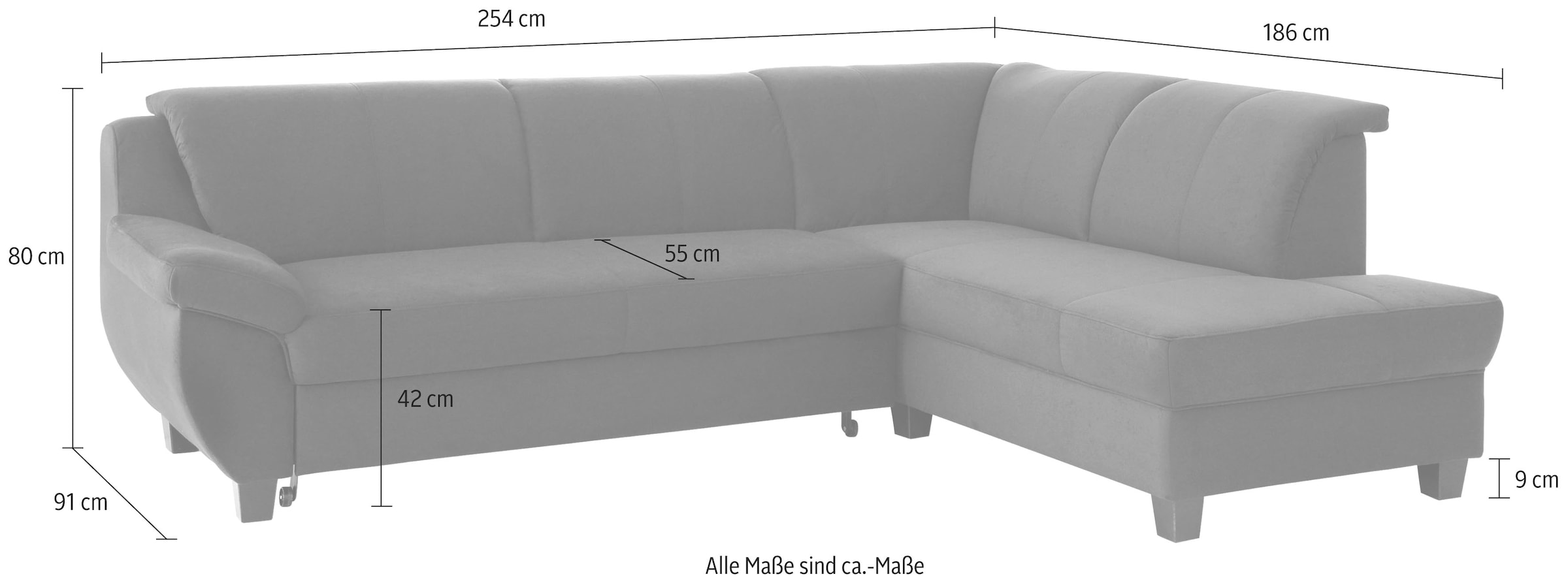 Home affaire Ecksofa »Yesterday Sitzbelastung 140 kg, L-Form«, wahlweise mit Bettfunktion, auch in Cord