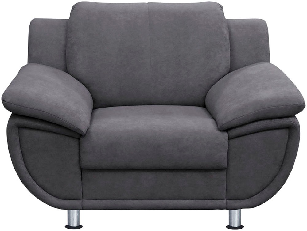 TRENDMANUFAKTUR Sessel "Rondo, Breite 121 cm, breite Armlehnen, Füße chromfarben" Big-Sessel wahlweise mit Federkern, bequem