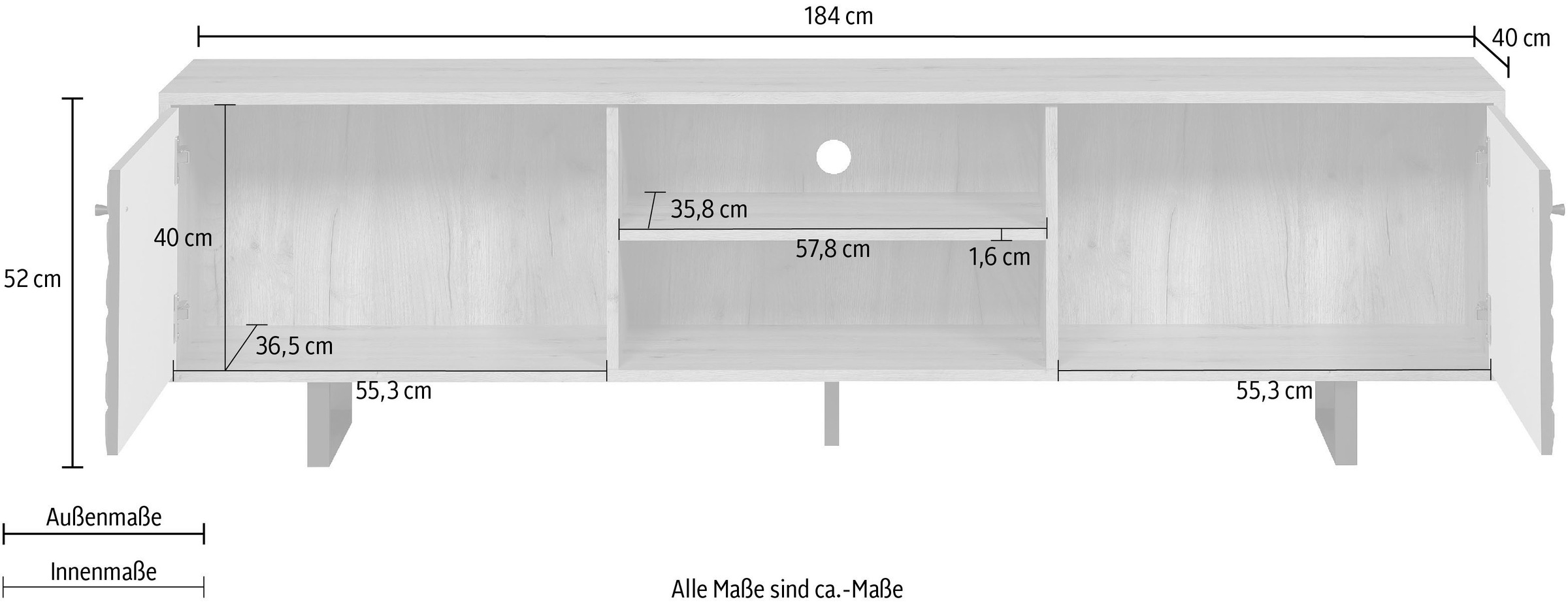 Home affaire TV-Board »Ferretti« TV-Tisch mit besonderer Fräsung - Füße und Griffe aus Metall
