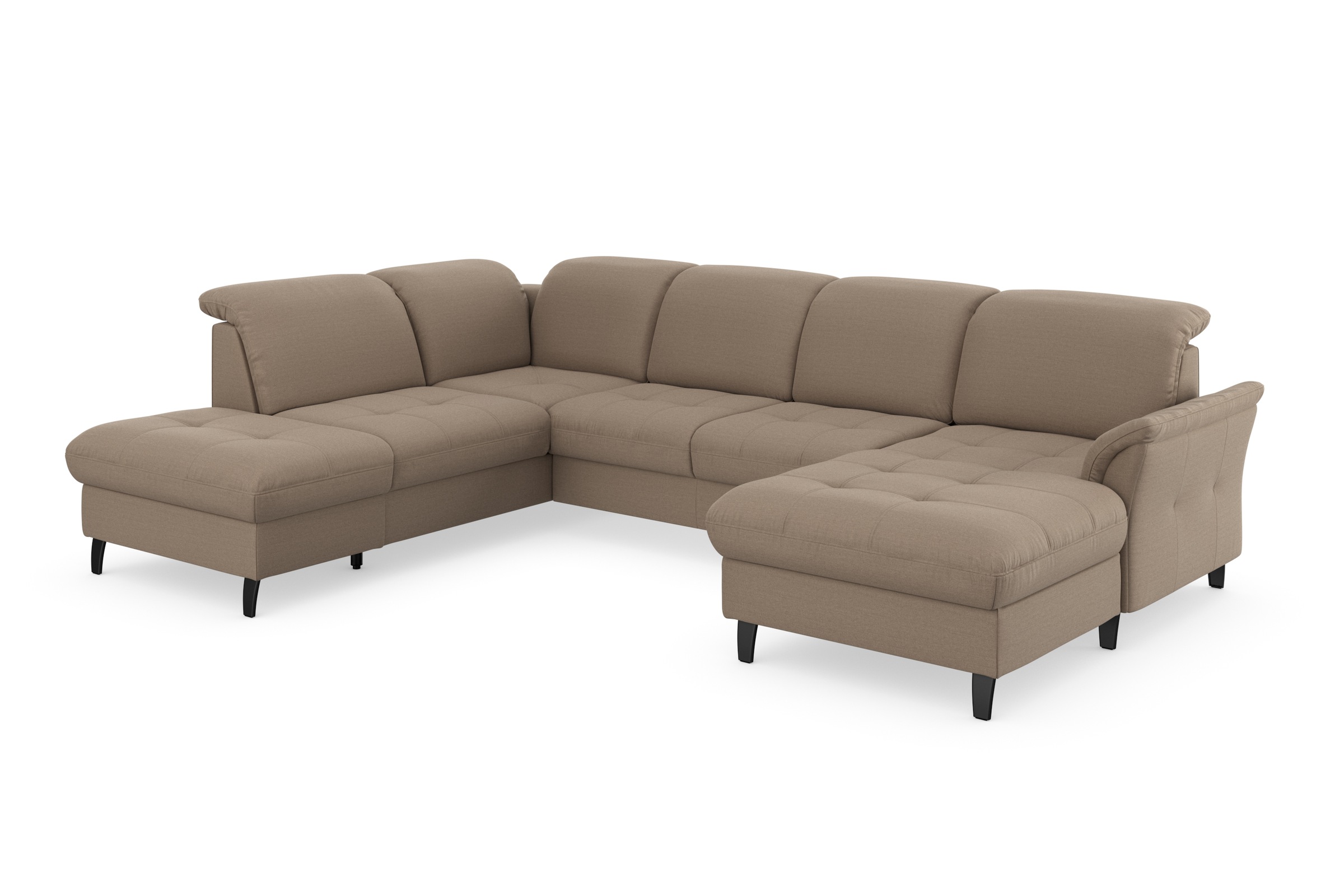 Wohnlandschaft SIT & MORE "Maggiore U-Form", grau (taupe), B:312cm H:88cm T:224cm, 98% Polyester, 2% Polyamid, Sofas, Wohnlandschaft, wahlweise mit Kopfteilverstellung, Bettfunktion und Stauraum 8