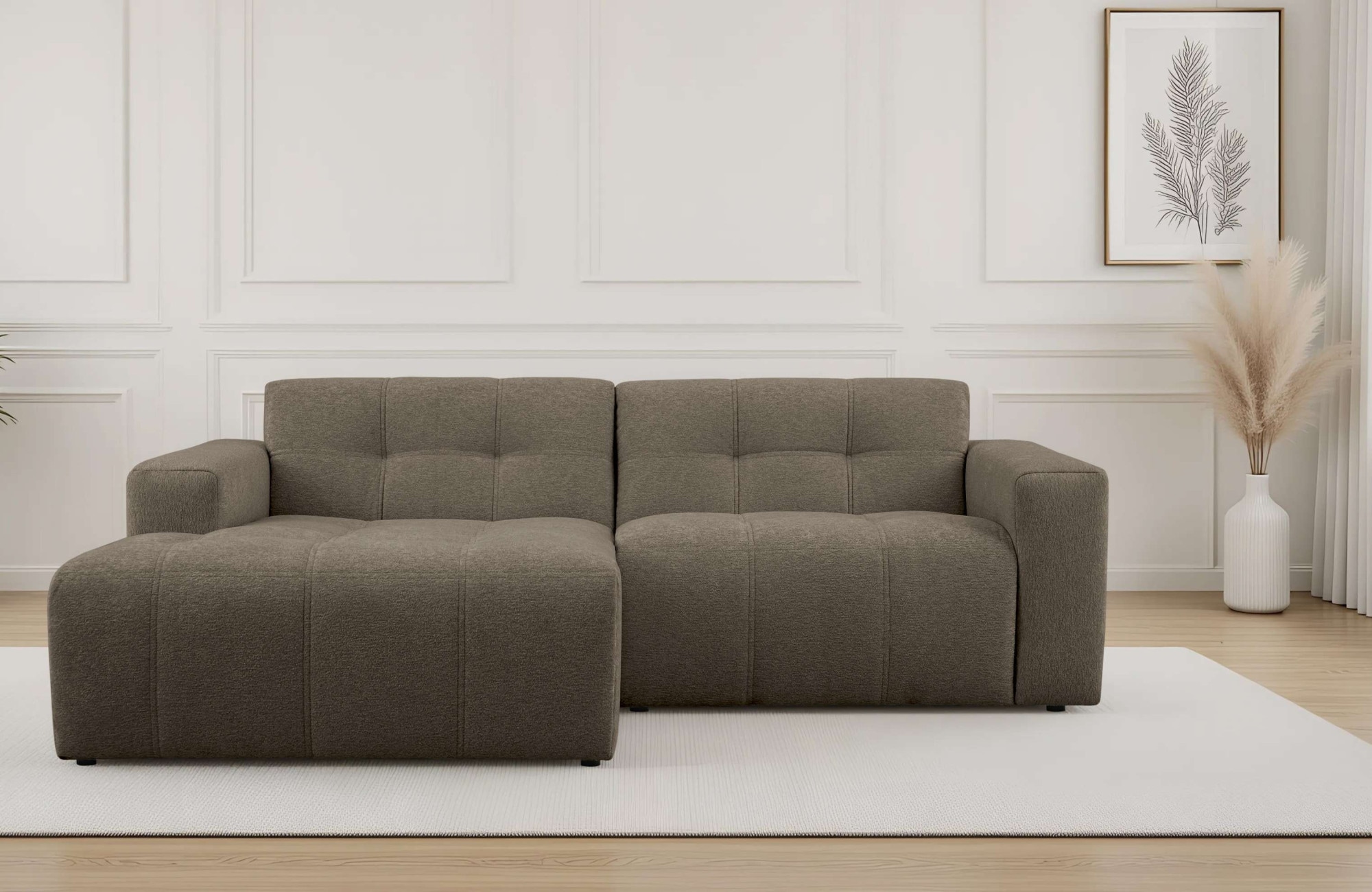 OTTO home Ecksofa "Tapley" Breite 221 cm,Boucle, Struktur fein, mit Knopfst günstig online kaufen