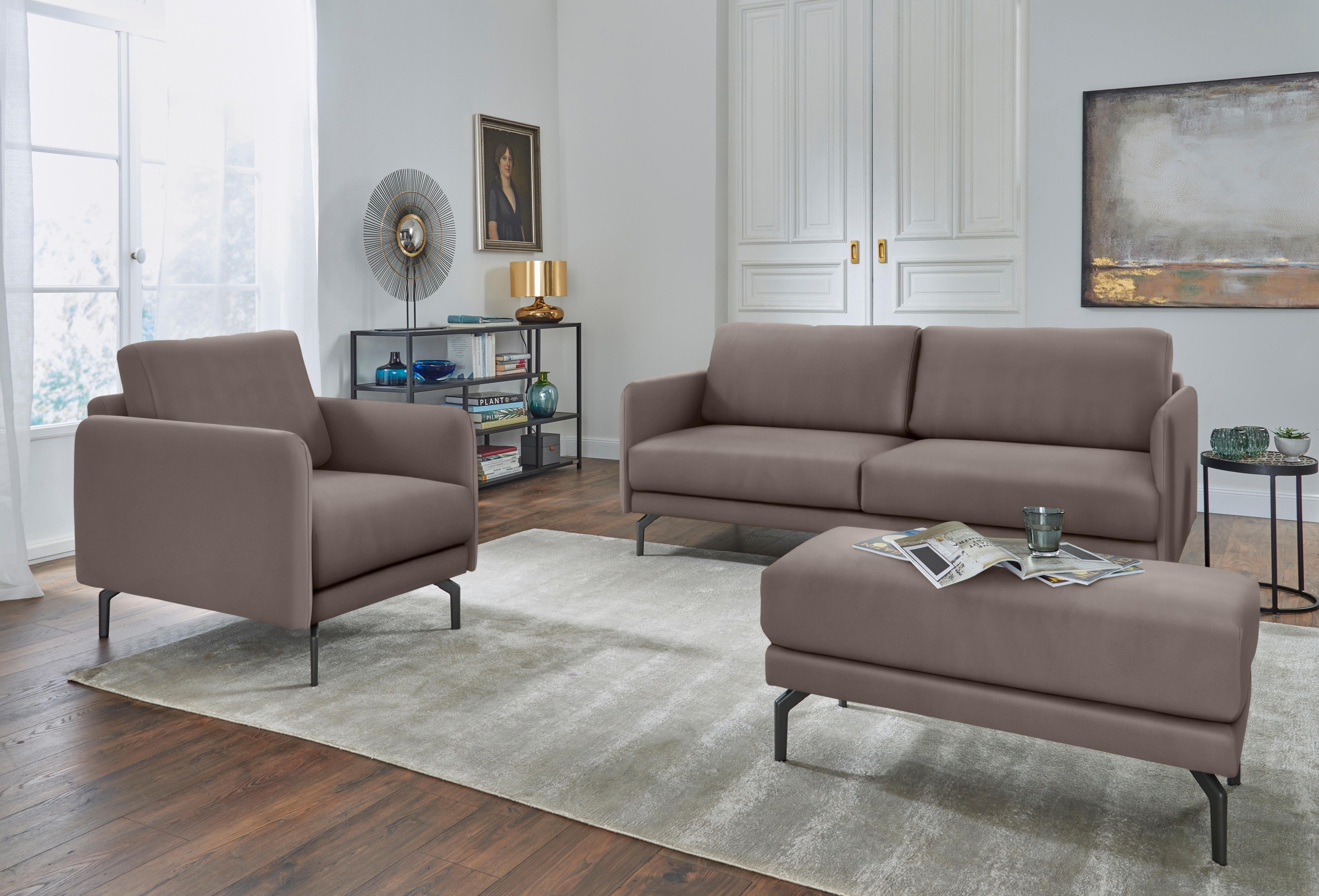 Thumbnail - Creation BY ROLF BENZ Hockerbank "CR.450, Sitzbank" Alugussfüße in umbragrau