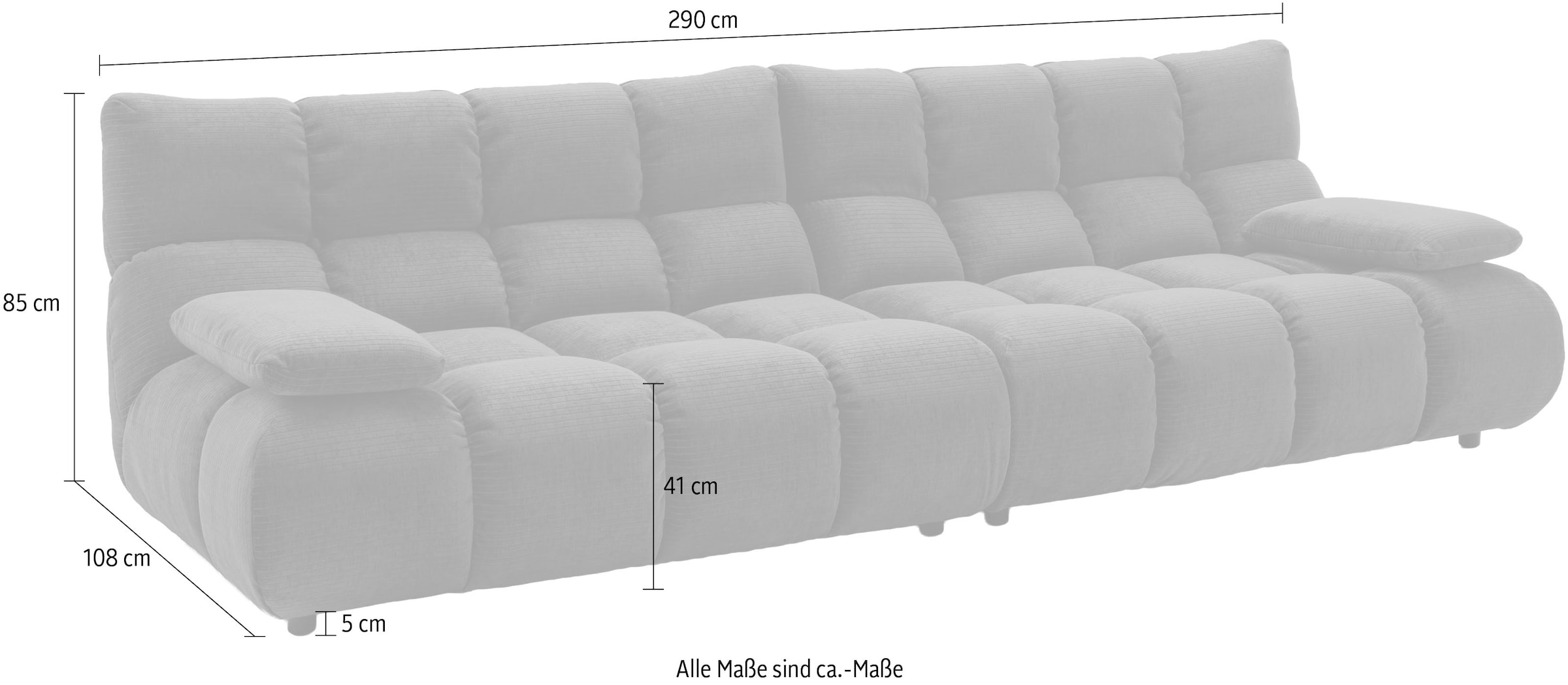 Home affaire 4-Sitzer »Cozy Bubble, mit klappbaren Armlehnen, Breite 290cm«