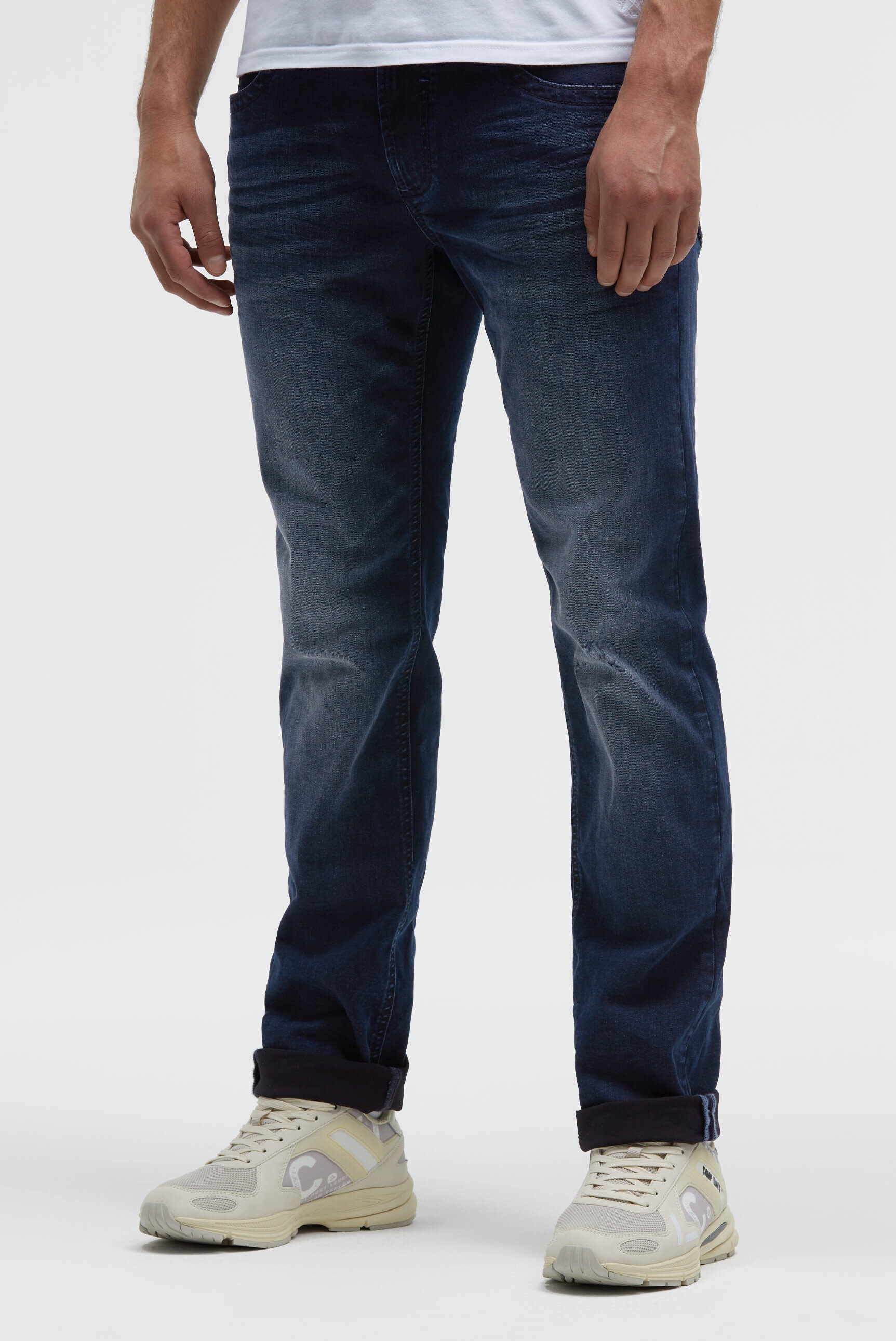 Regular-fit-Jeans CAMP DAVID, Herren, Gr. 36, Länge 32, blau, Denim/Jeans, Material: 65% Baumwolle, 23% Polyester, 10% Viskose, 2% Elasthan, Zusatz: Enthält nichttextile Teile tierischen Ursprungs (Badge), Abriebeffekte, regular fit, Jeans, mit normaler L